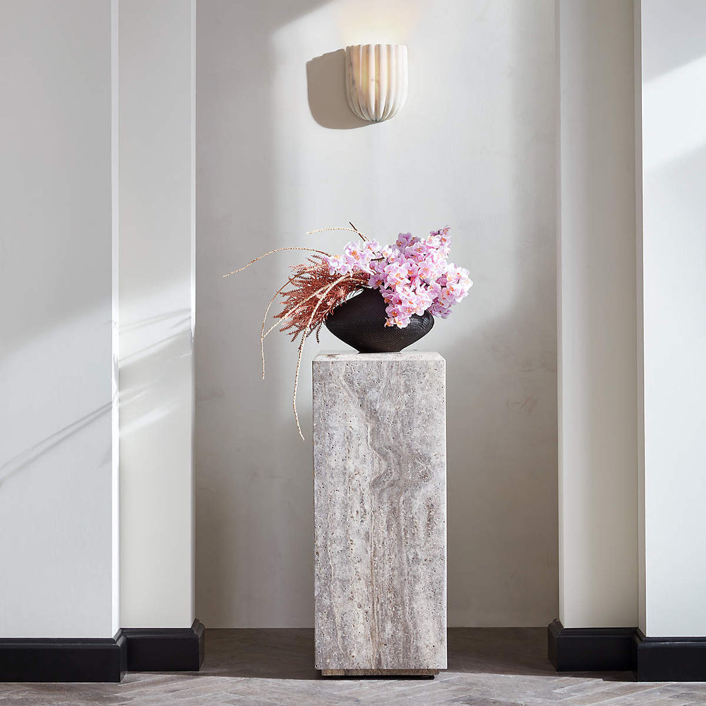 Ariel Fluted White Marble Wall Sconce