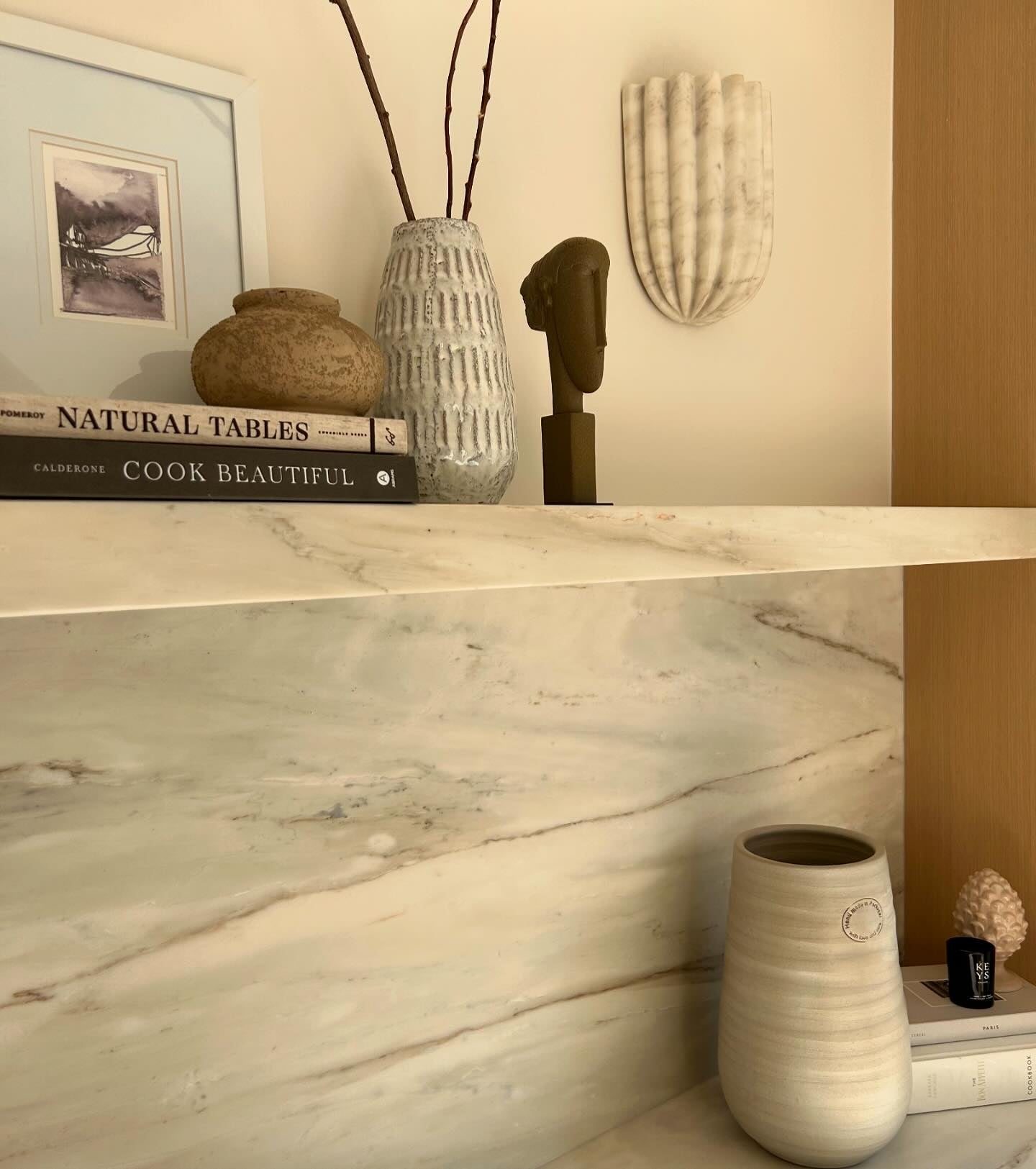 Ariel Fluted White Marble Wall Sconce