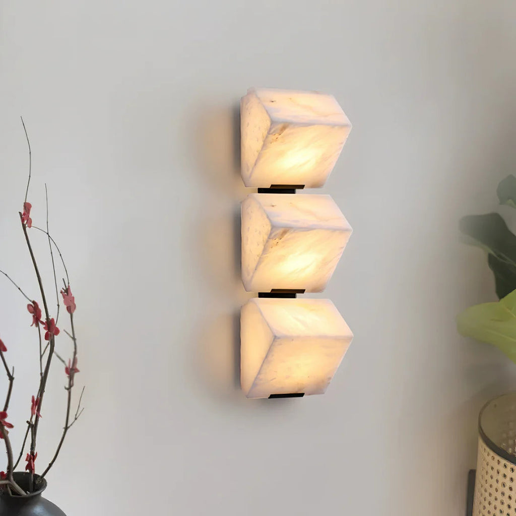 Block Alabaster Wall Sconce