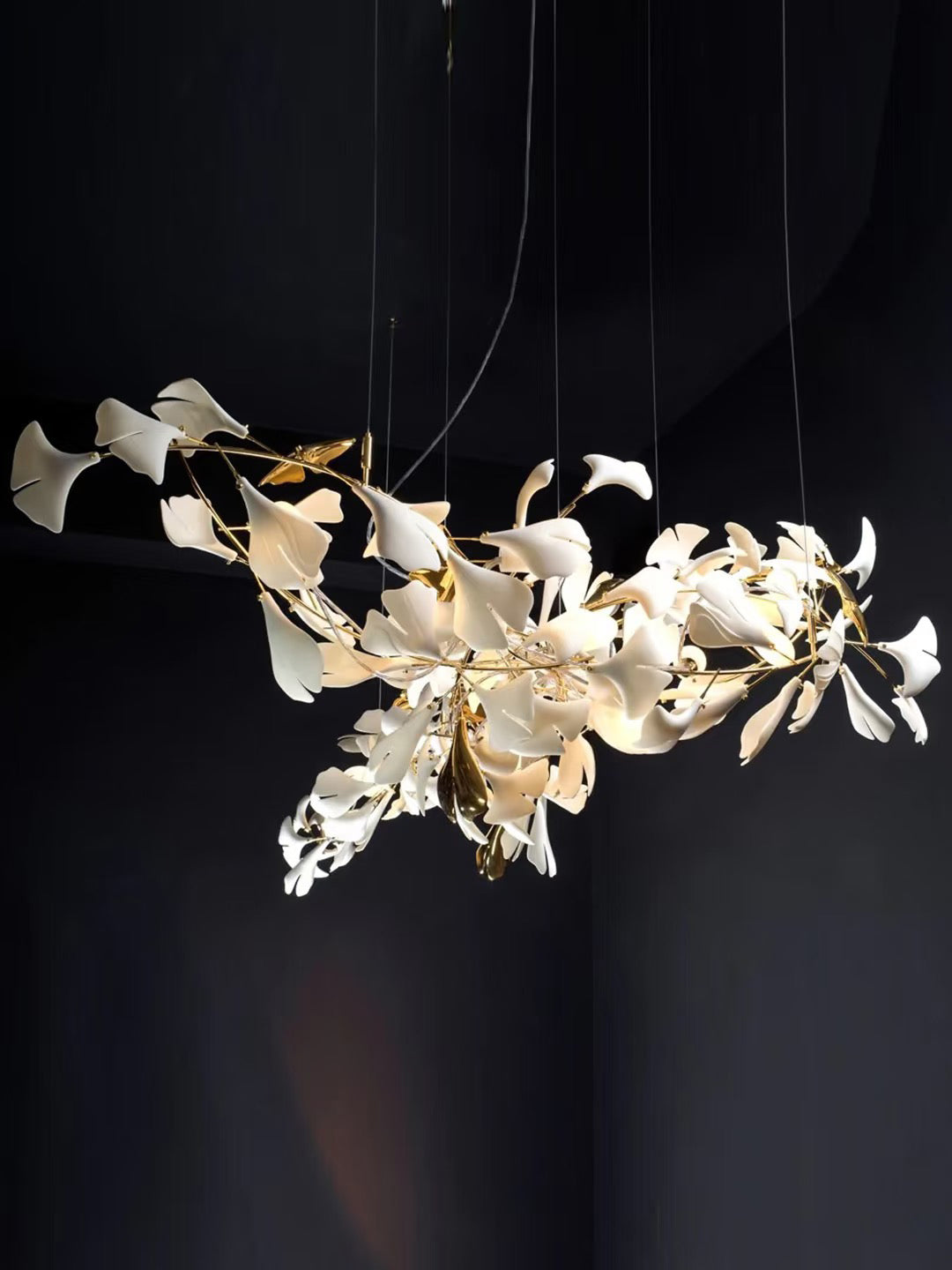 Carias Ceramic Ginkgo Pendant Light Extended