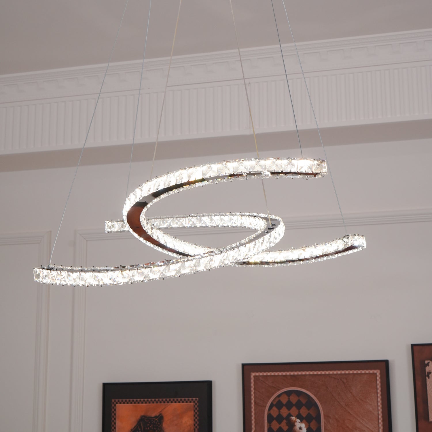 Crossed-C Crystal Chandelier
