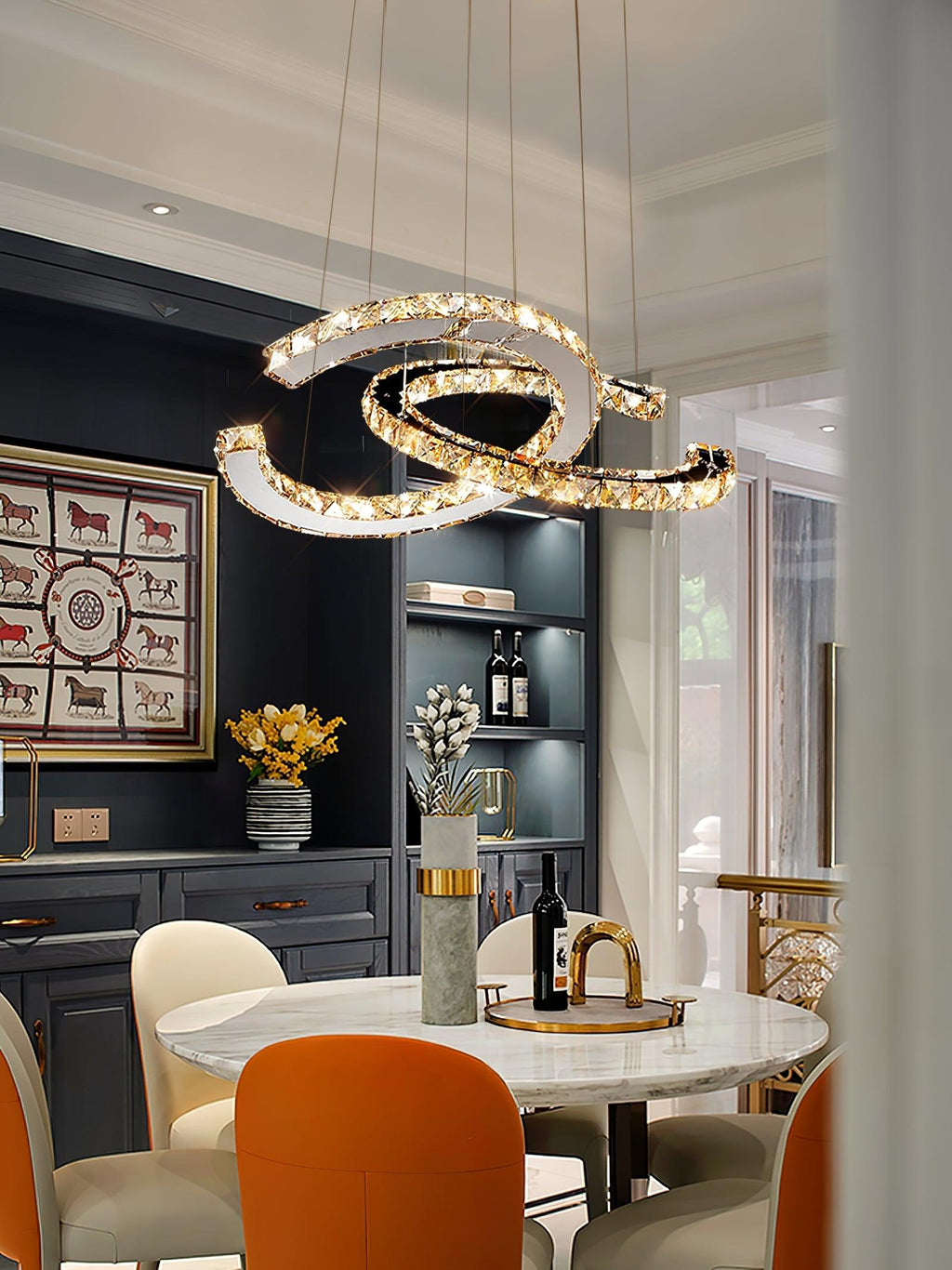 Crossed-C Crystal Chandelier