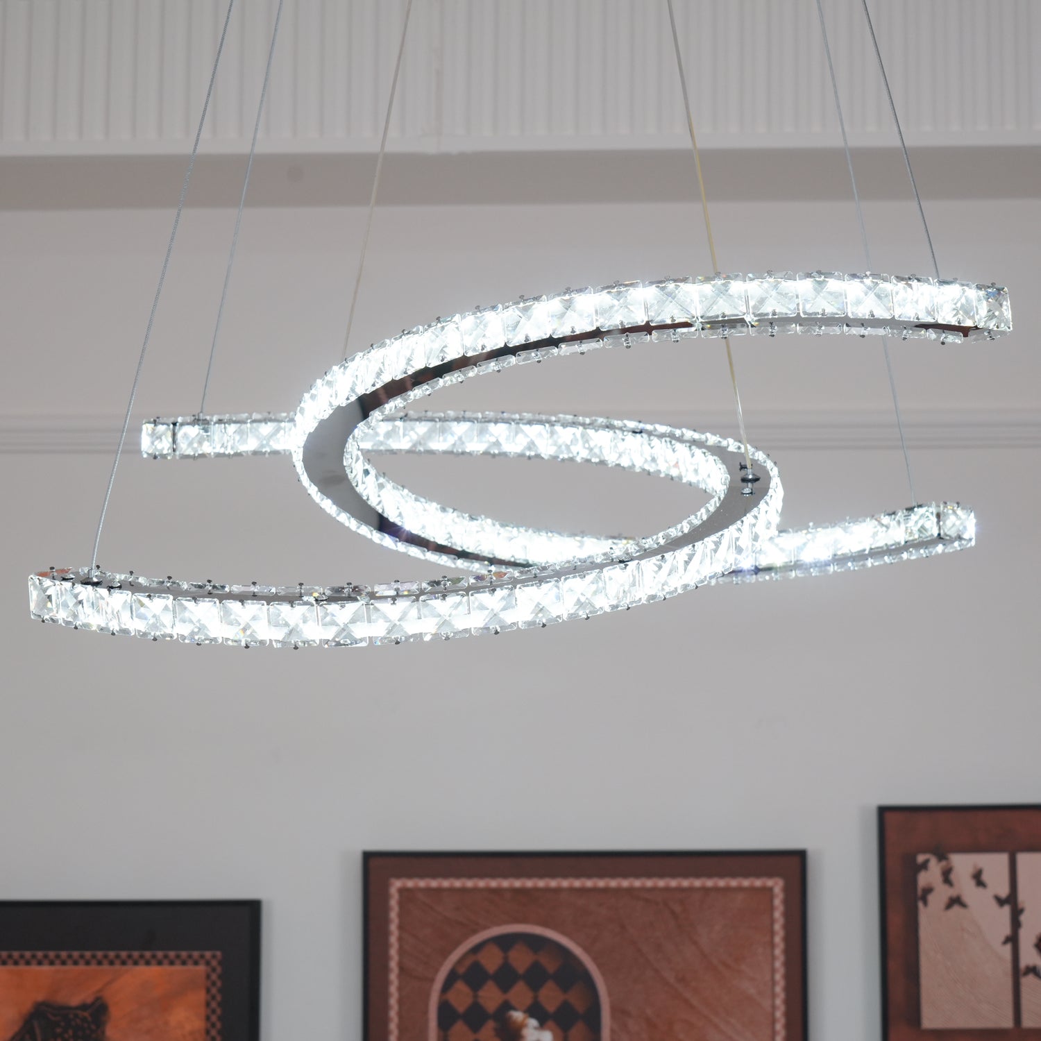 Crossed-C Crystal Chandelier