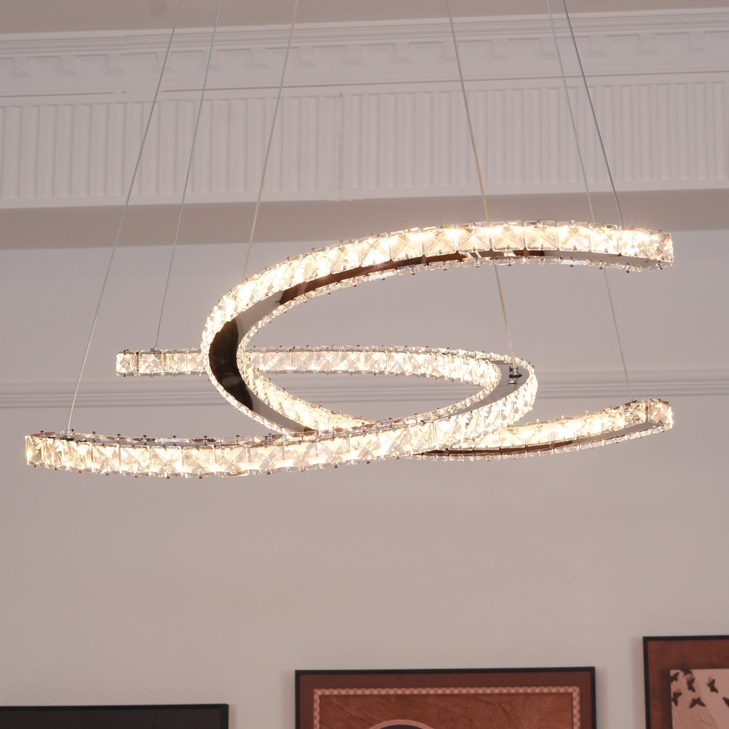 Crossed-C Crystal Chandelier
