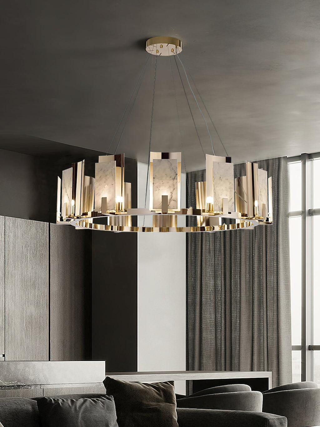 Cub Alabaster Chandeliers