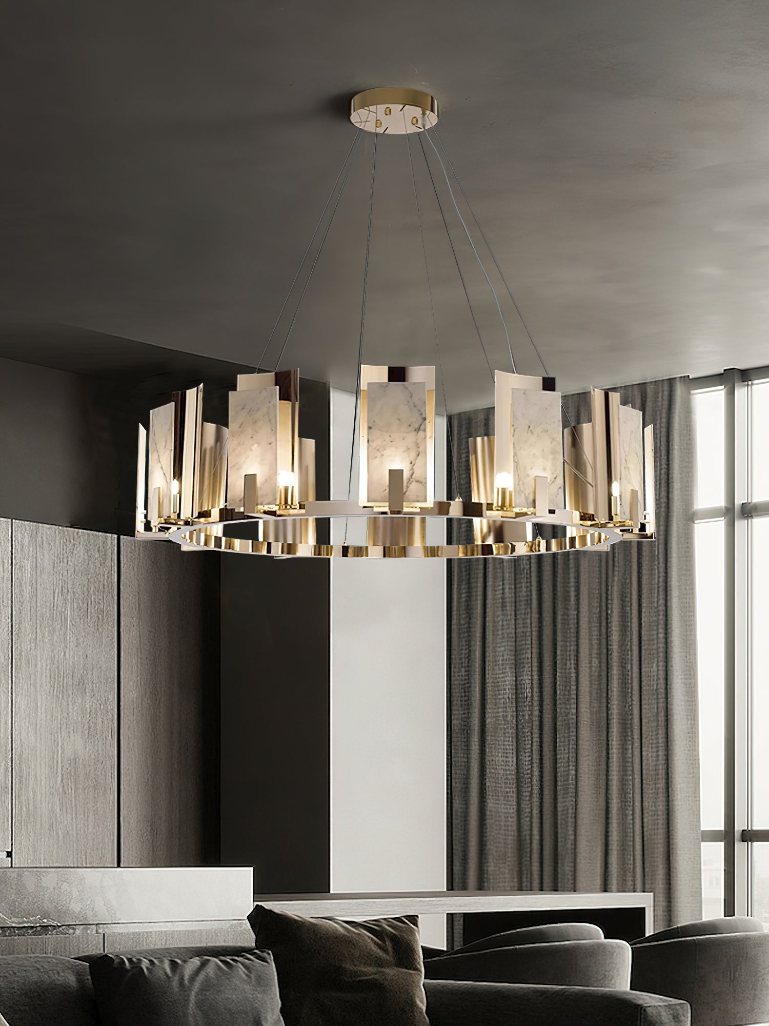 Cub Alabaster Chandeliers