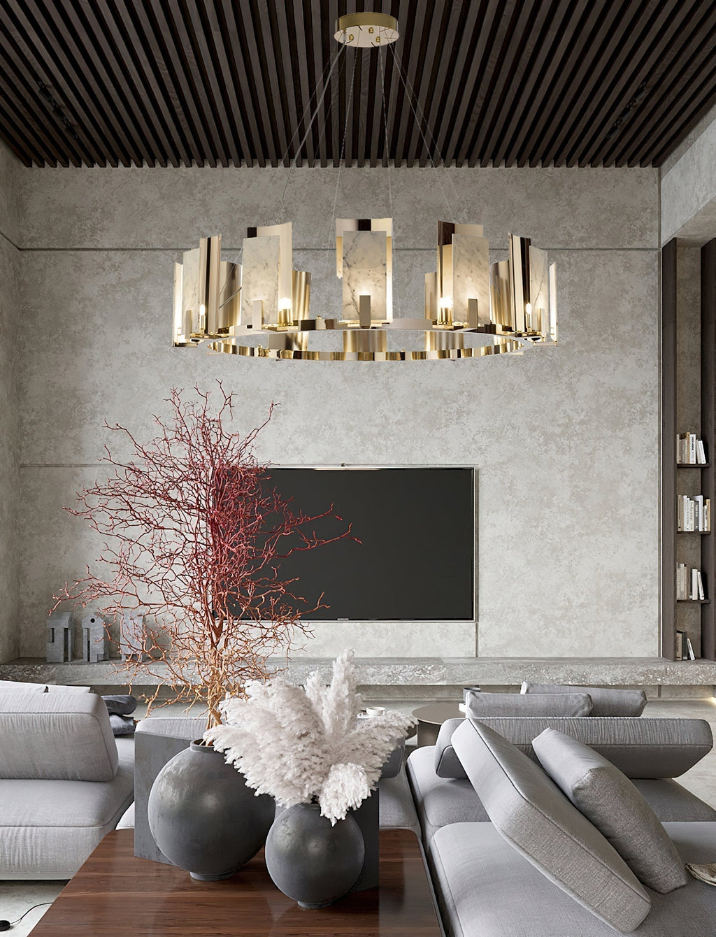 Cub Alabaster Chandeliers
