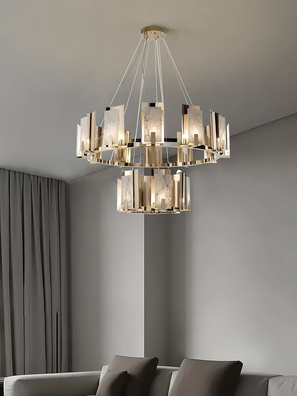 Cub Alabaster Chandeliers