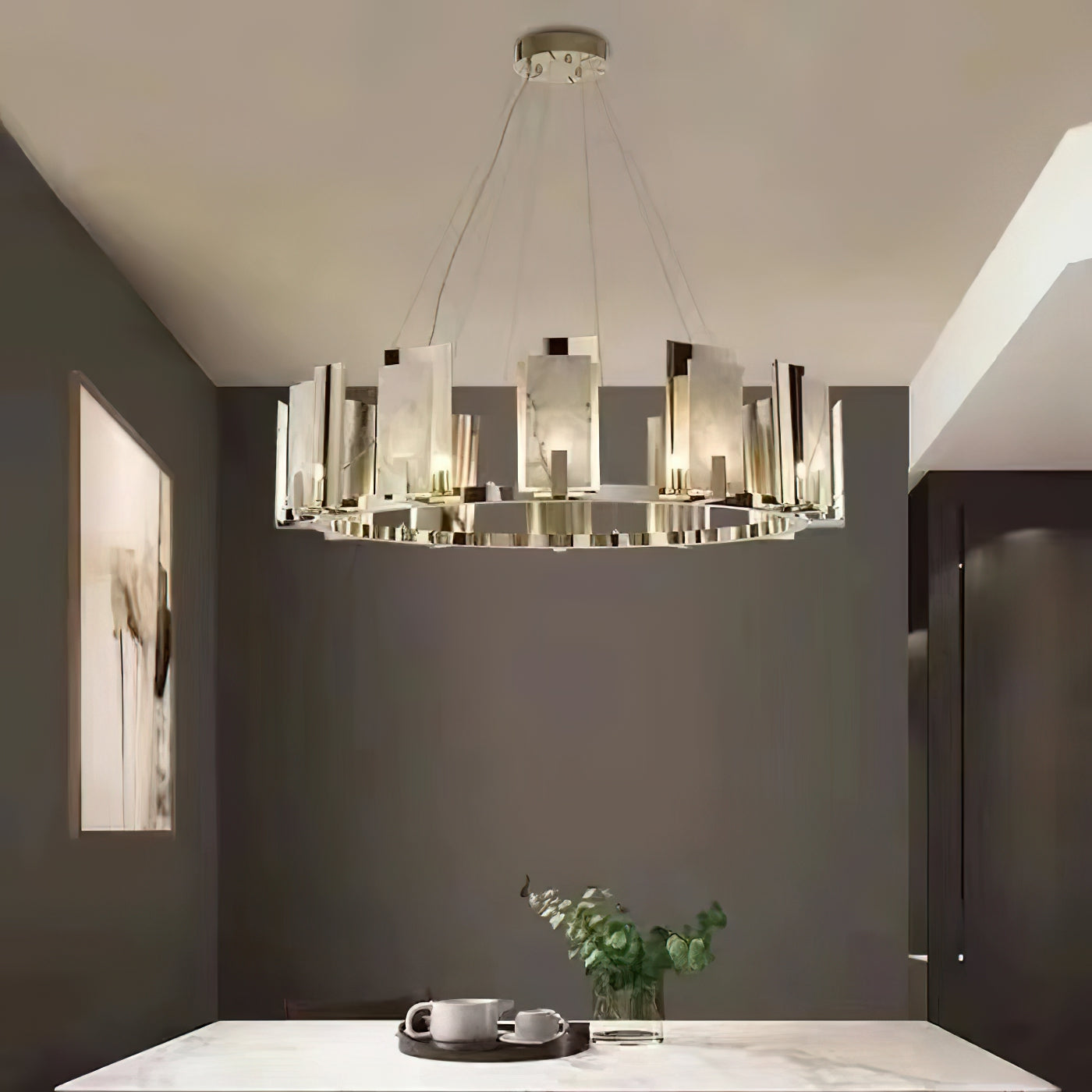 Cub Alabaster Chandeliers