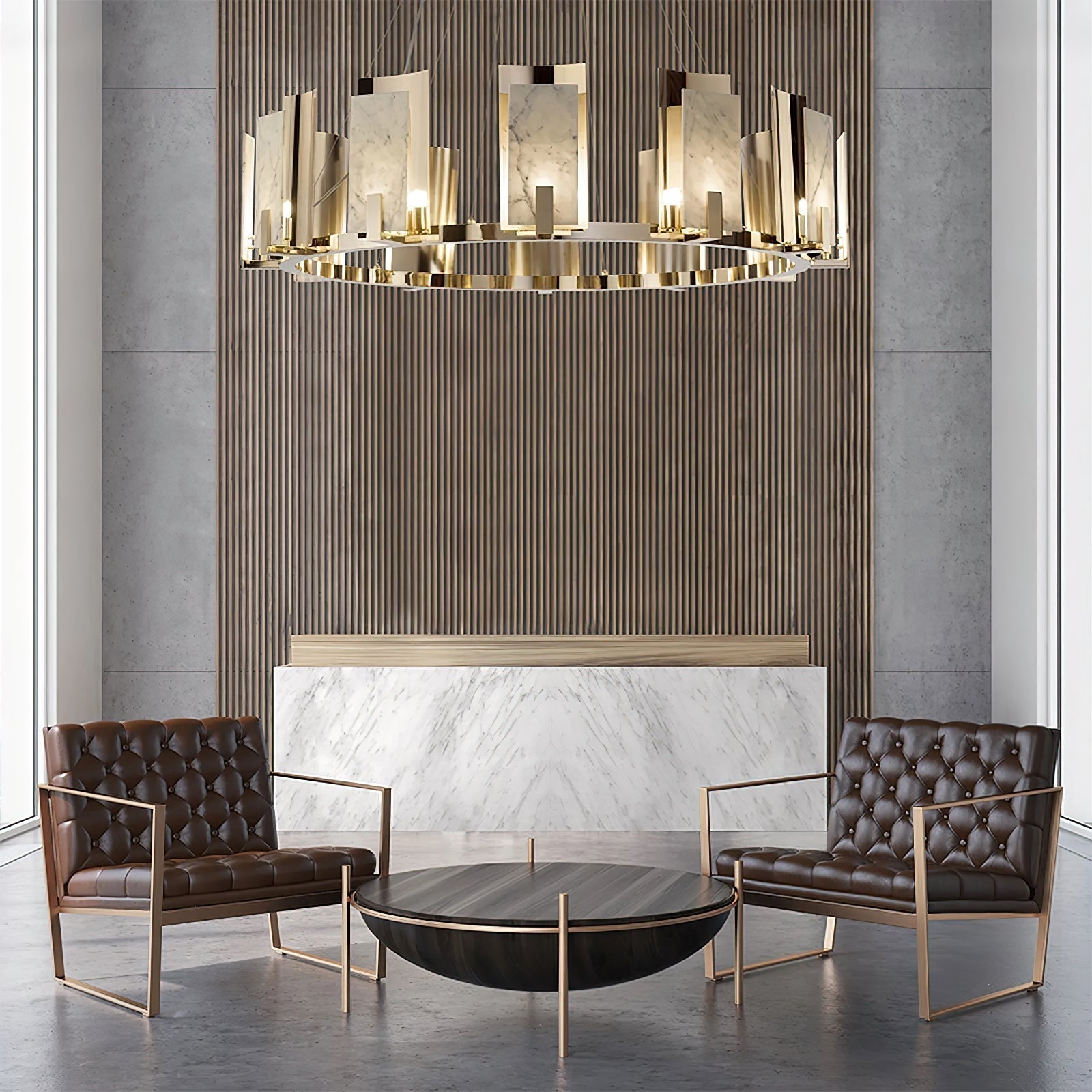 Cub Alabaster Chandeliers