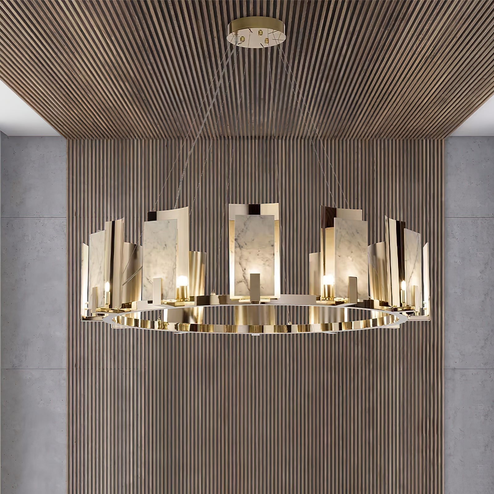 Cub Alabaster Chandeliers