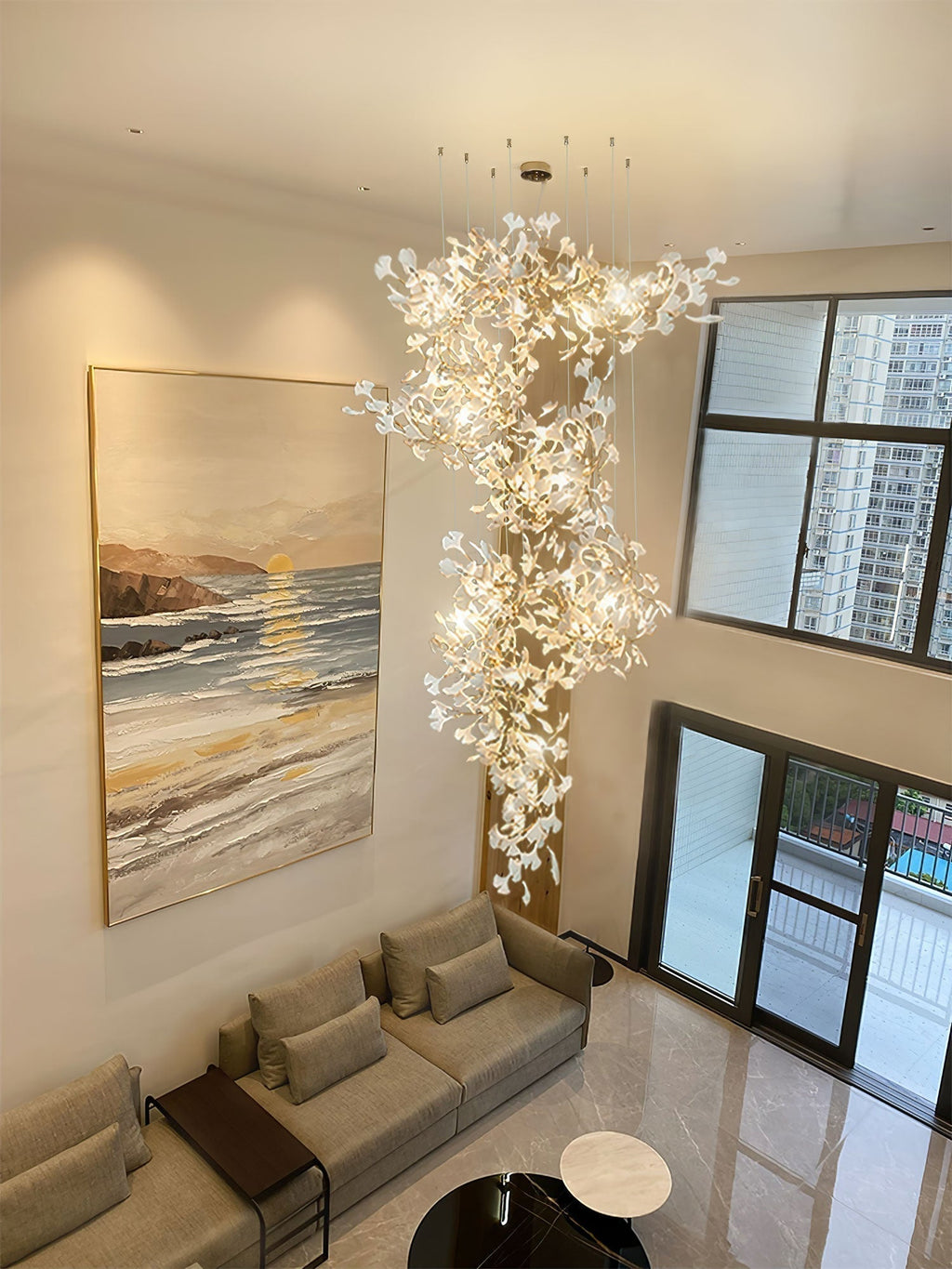 Carias Ceramic Ginkgo Chandelier Large