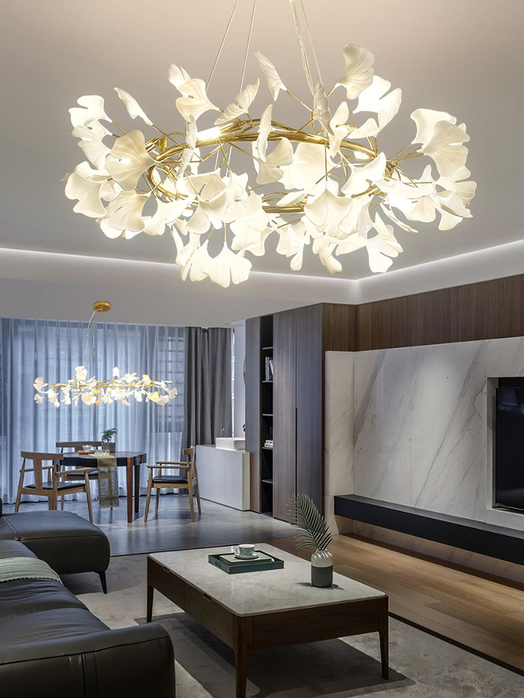 Carias Series Circle Gingko Chandelier