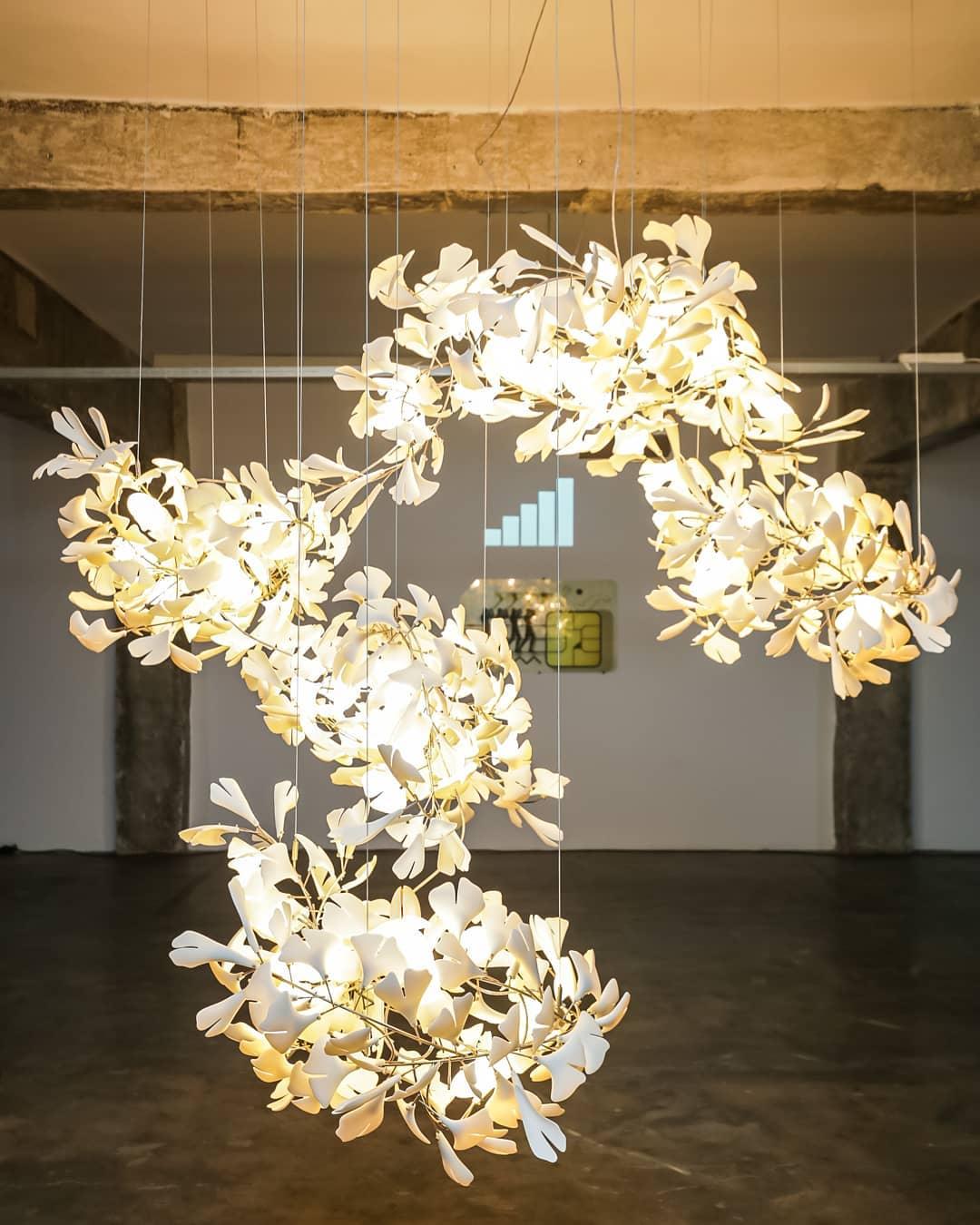 Carias Ceramic Ginkgo Chandelier Large
