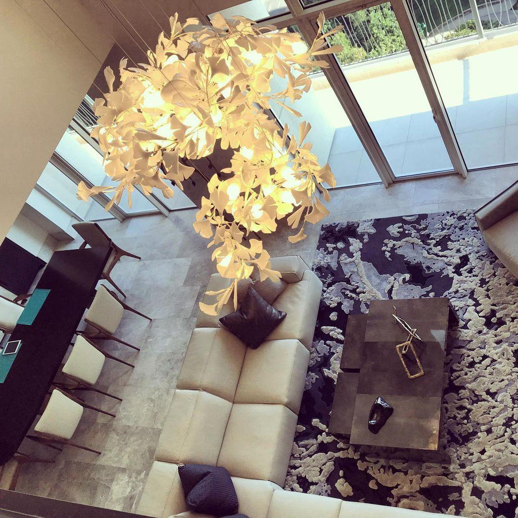 Carias Ceramic Ginkgo Pendant Light Extended