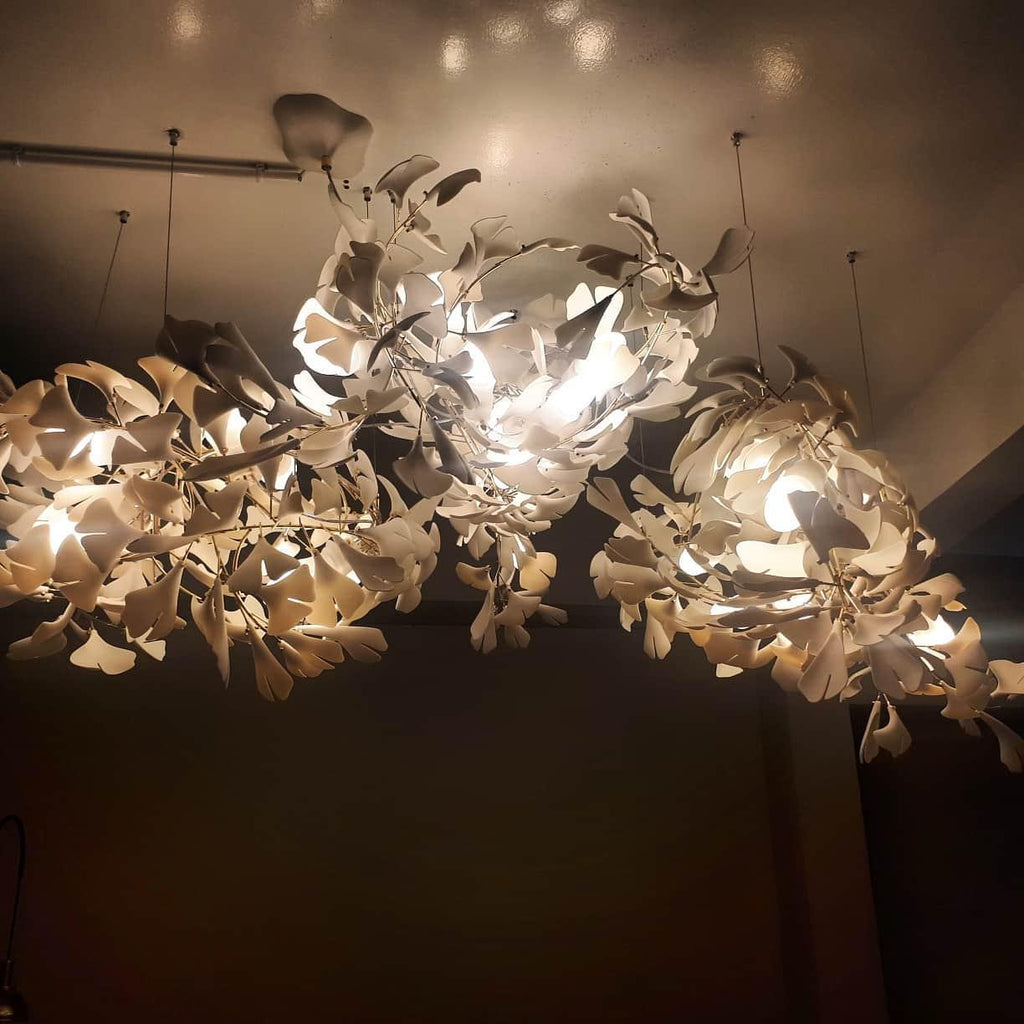 Carias Ceramic Ginkgo Pendant Light Extended
