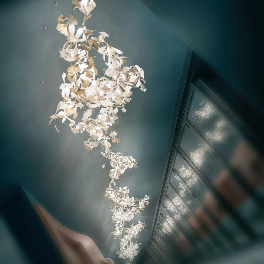 Carias Ceramic Ginkgo Pendant Light Extended