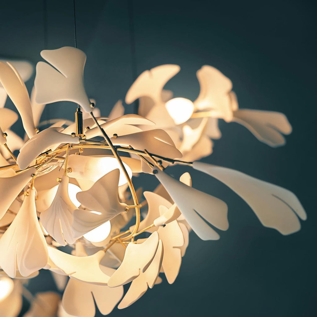 Carias Ceramic Ginkgo Pendant Light Extended