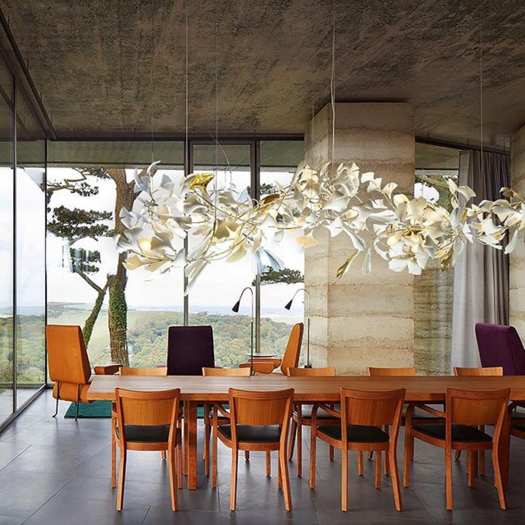 Carias Ceramic Ginkgo Pendant Light Extended