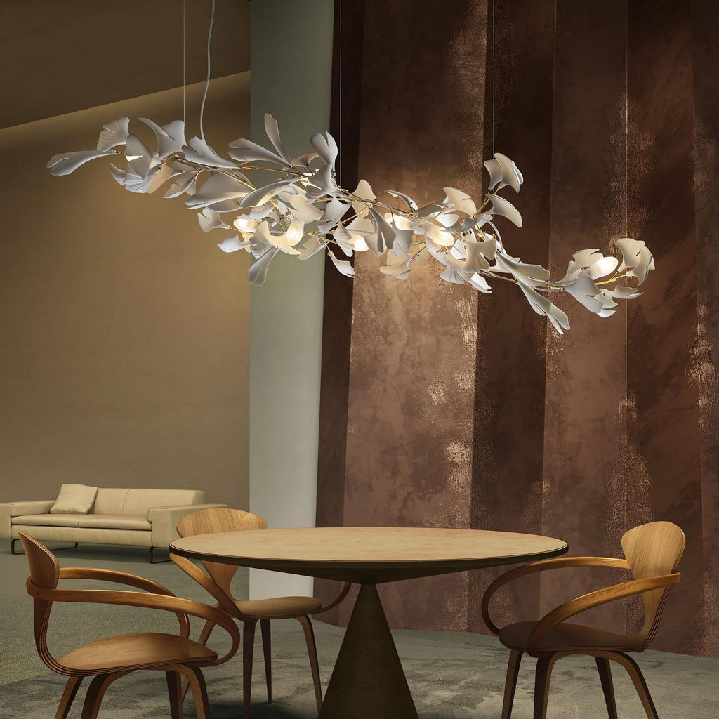Carias Ceramic Ginkgo Pendant Light Extended