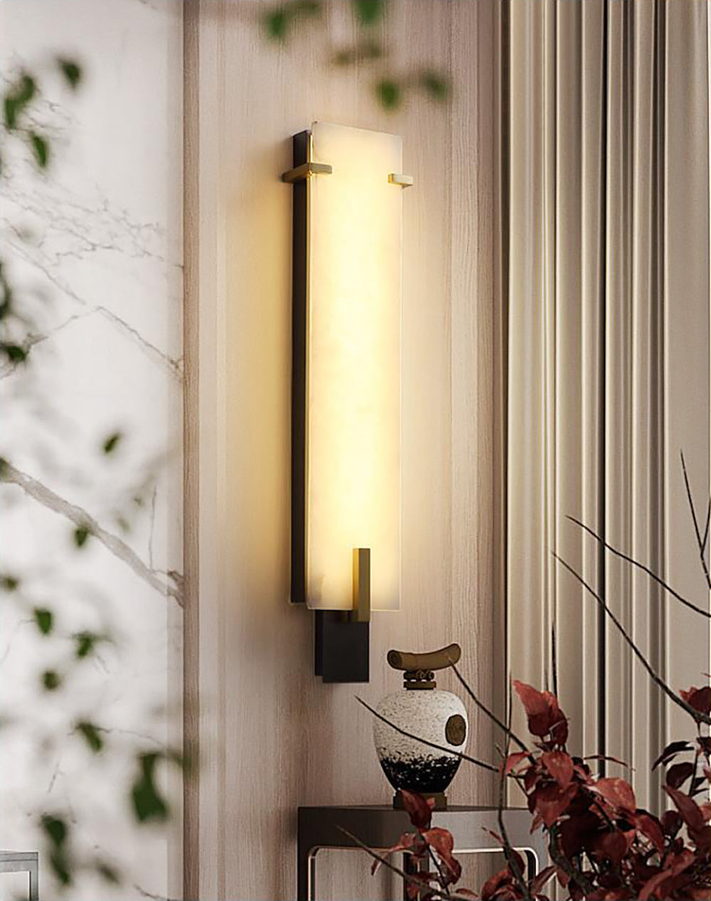 Golden Hoop Alabaster Wall Sconce