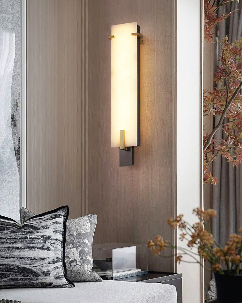 Golden Hoop Alabaster Wall Sconce