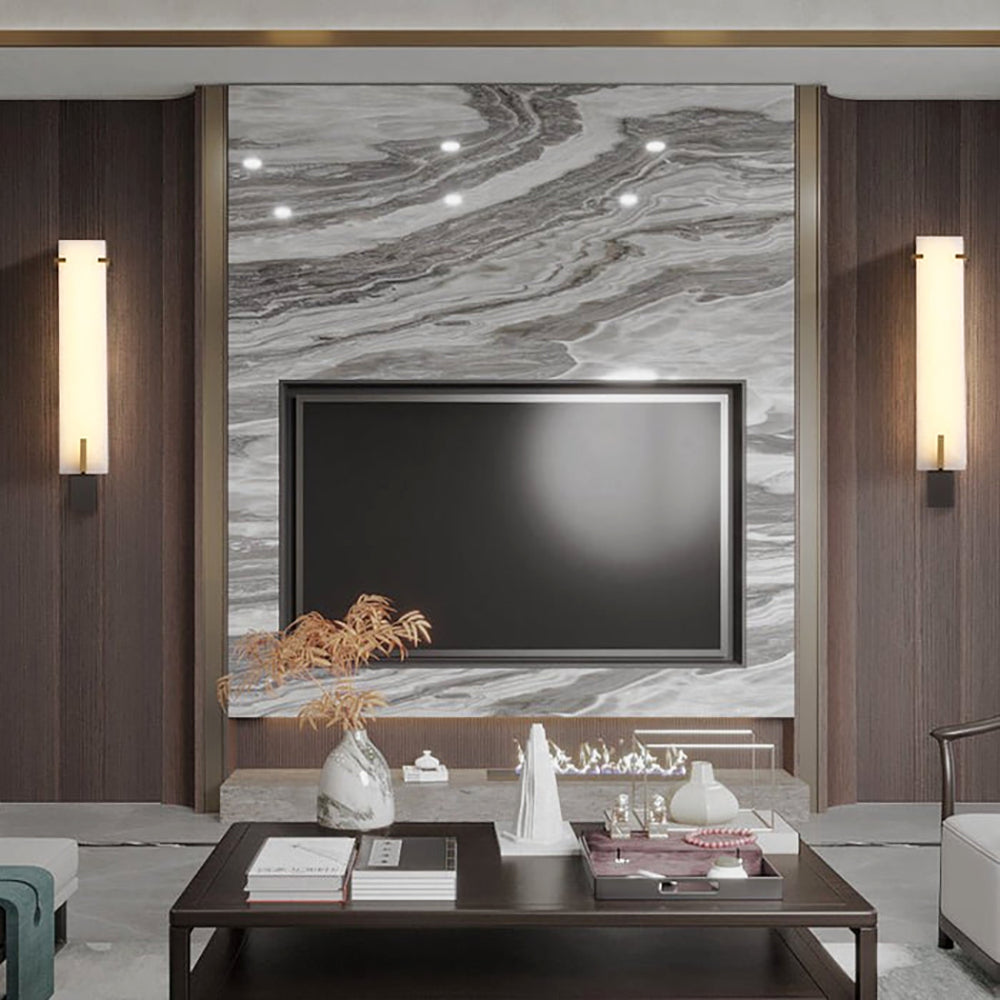 Golden Hoop Alabaster Wall Sconce