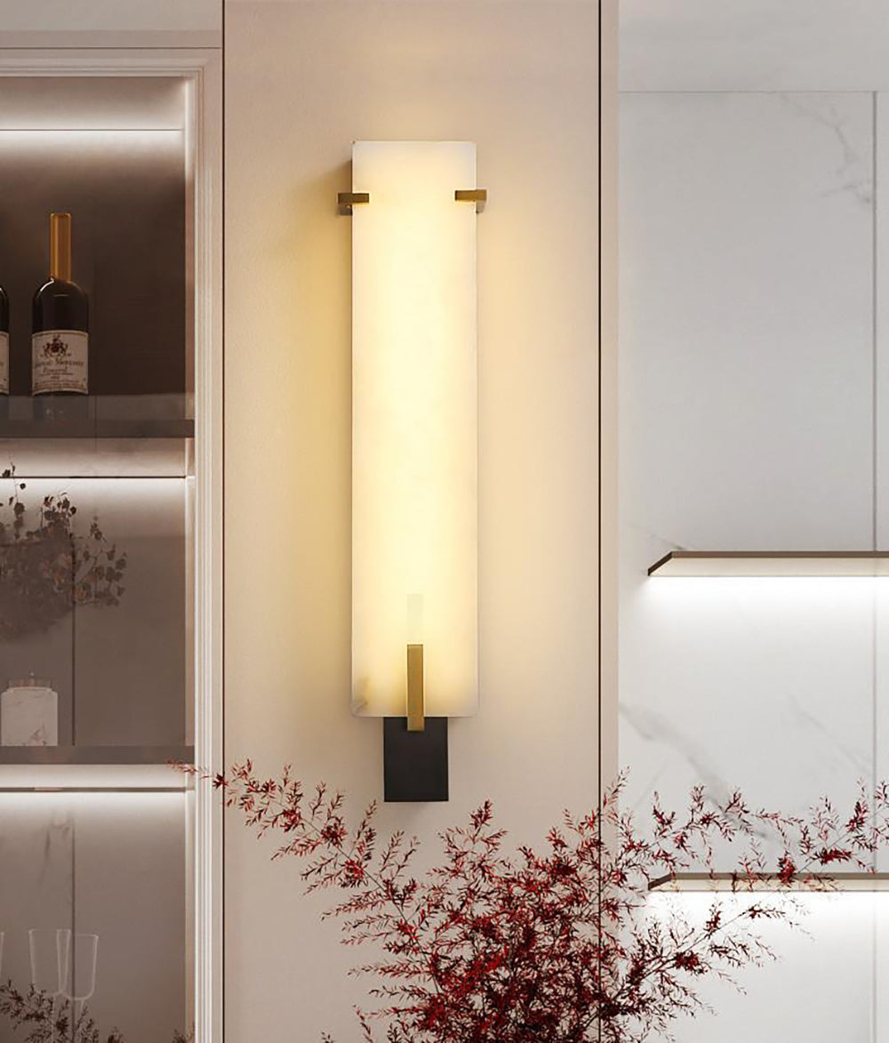 Golden Hoop Alabaster Wall Sconce