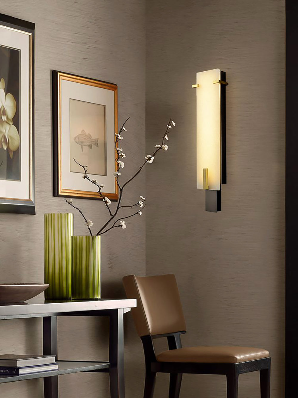 Golden Hoop Alabaster Wall Sconce