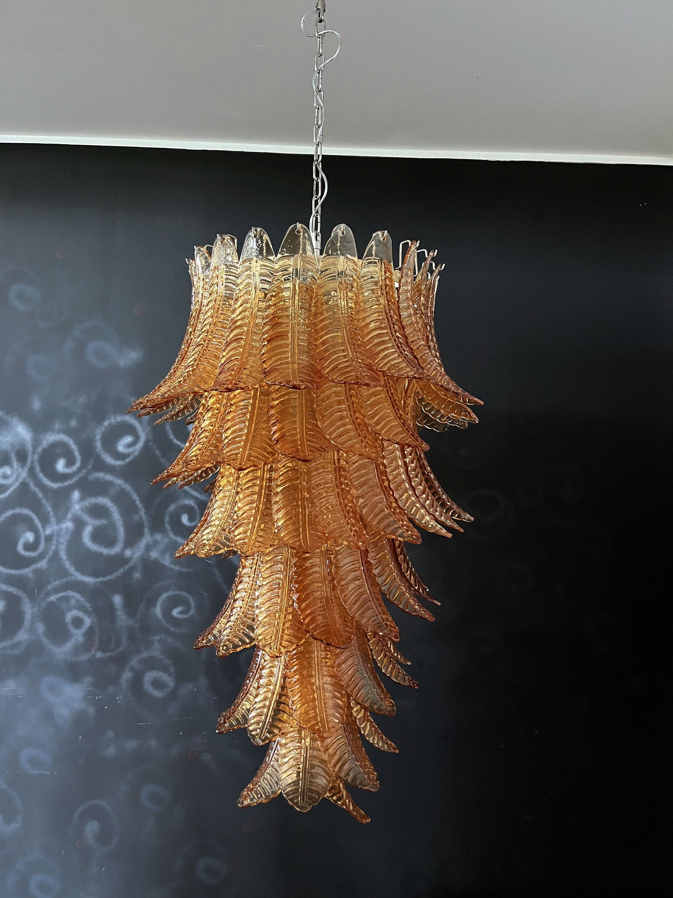 Huge Italian Murano Glass Spiral Chandelier
