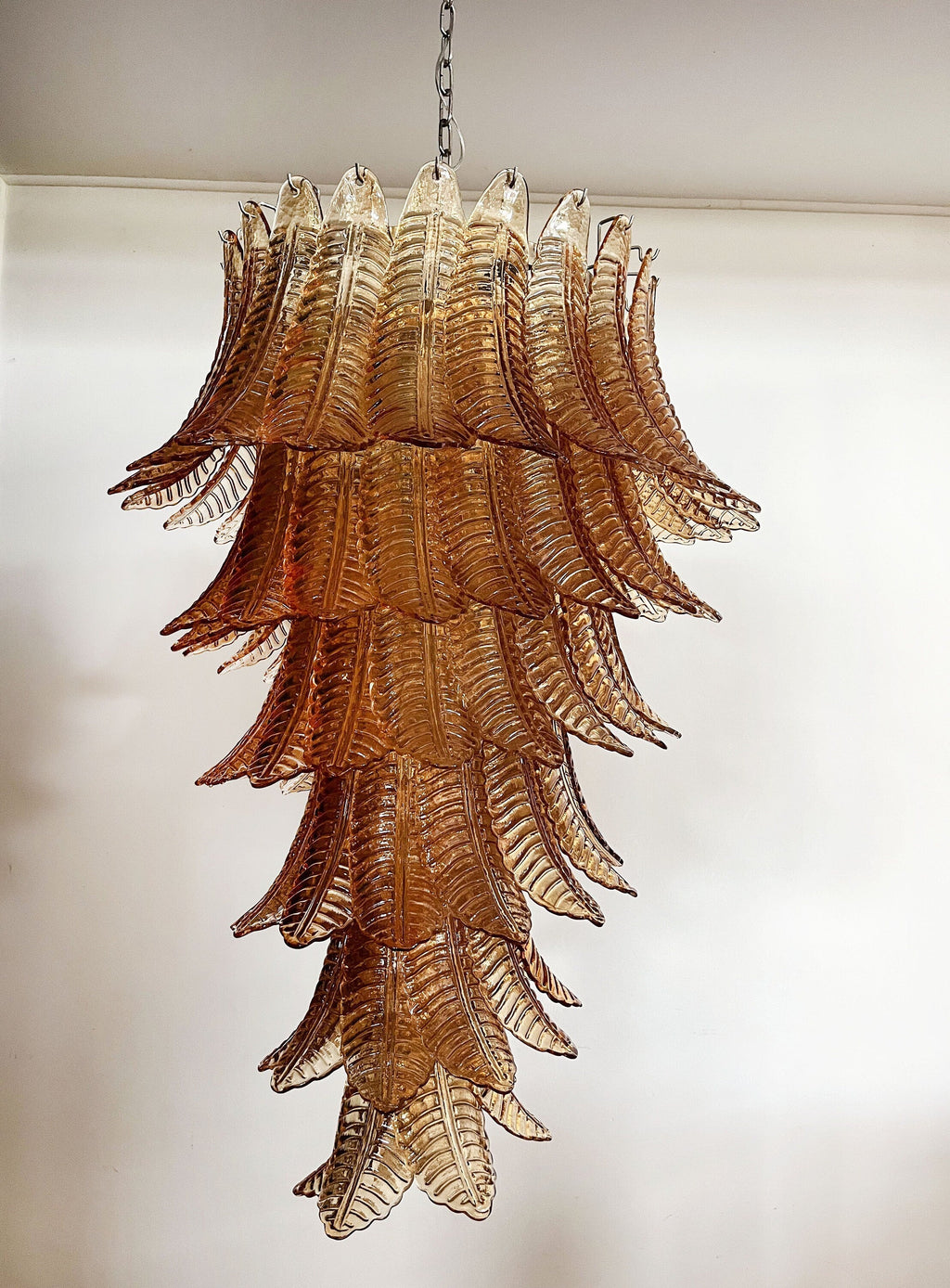Huge Italian Murano Glass Spiral Chandelier