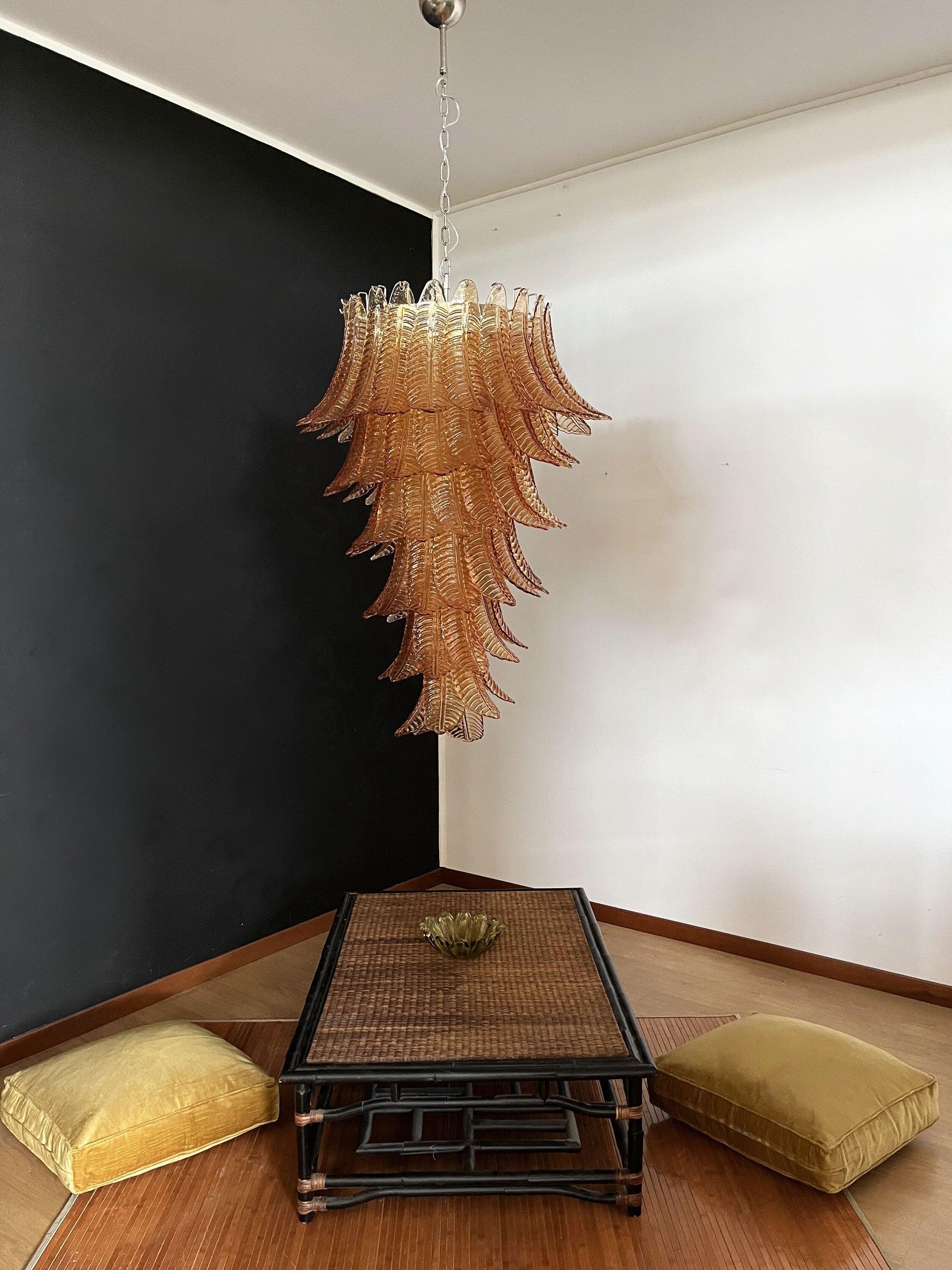 Huge Italian Murano Glass Spiral Chandelier