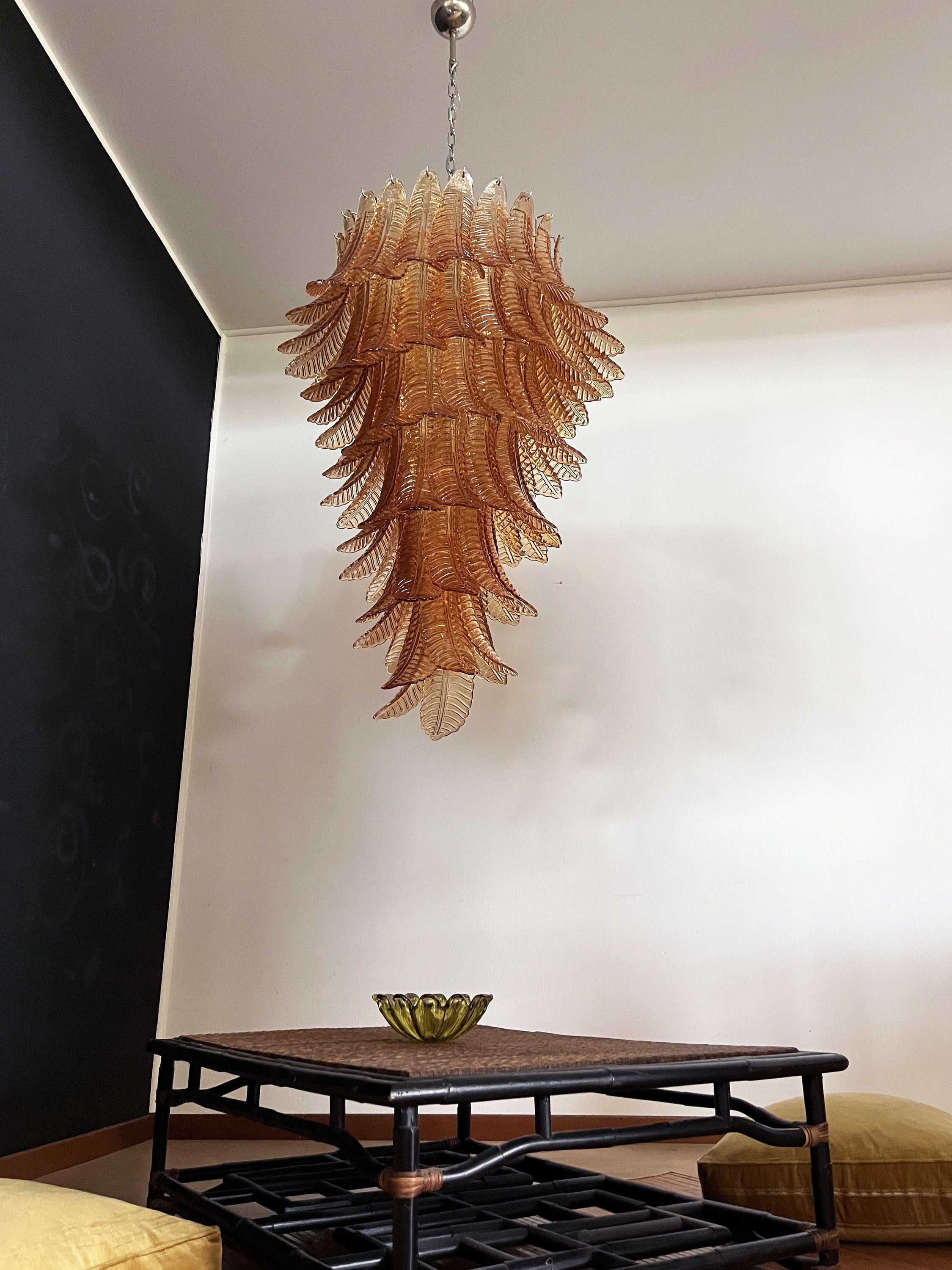 Huge Italian Murano Glass Spiral Chandelier