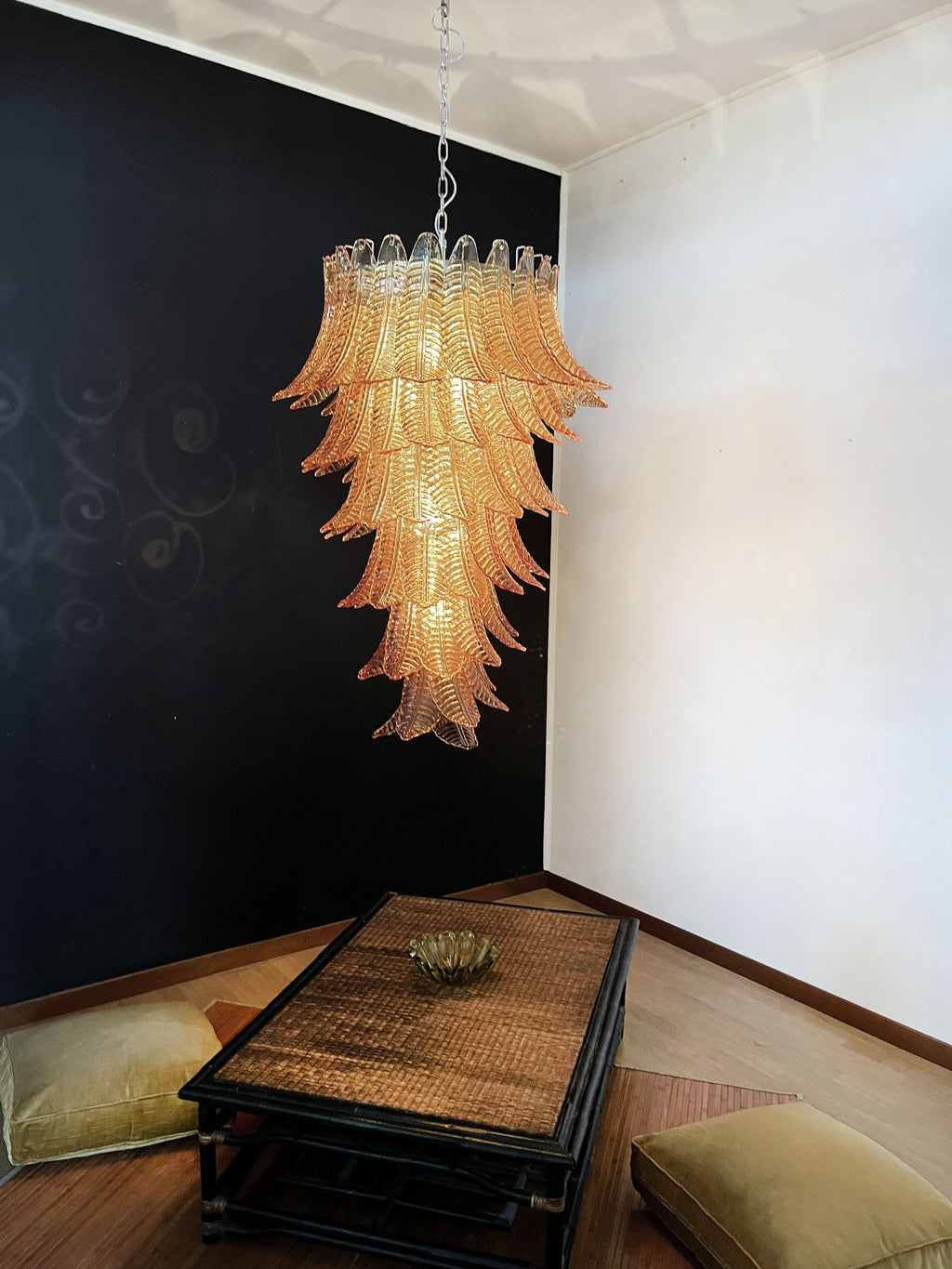 Huge Italian Murano Glass Spiral Chandelier
