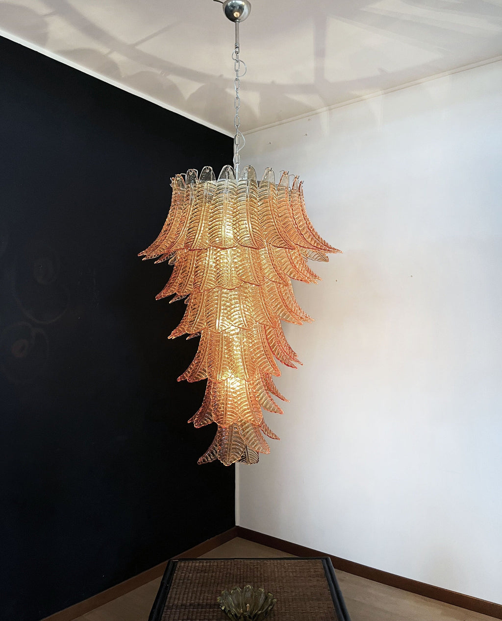 Huge Italian Murano Glass Spiral Chandelier