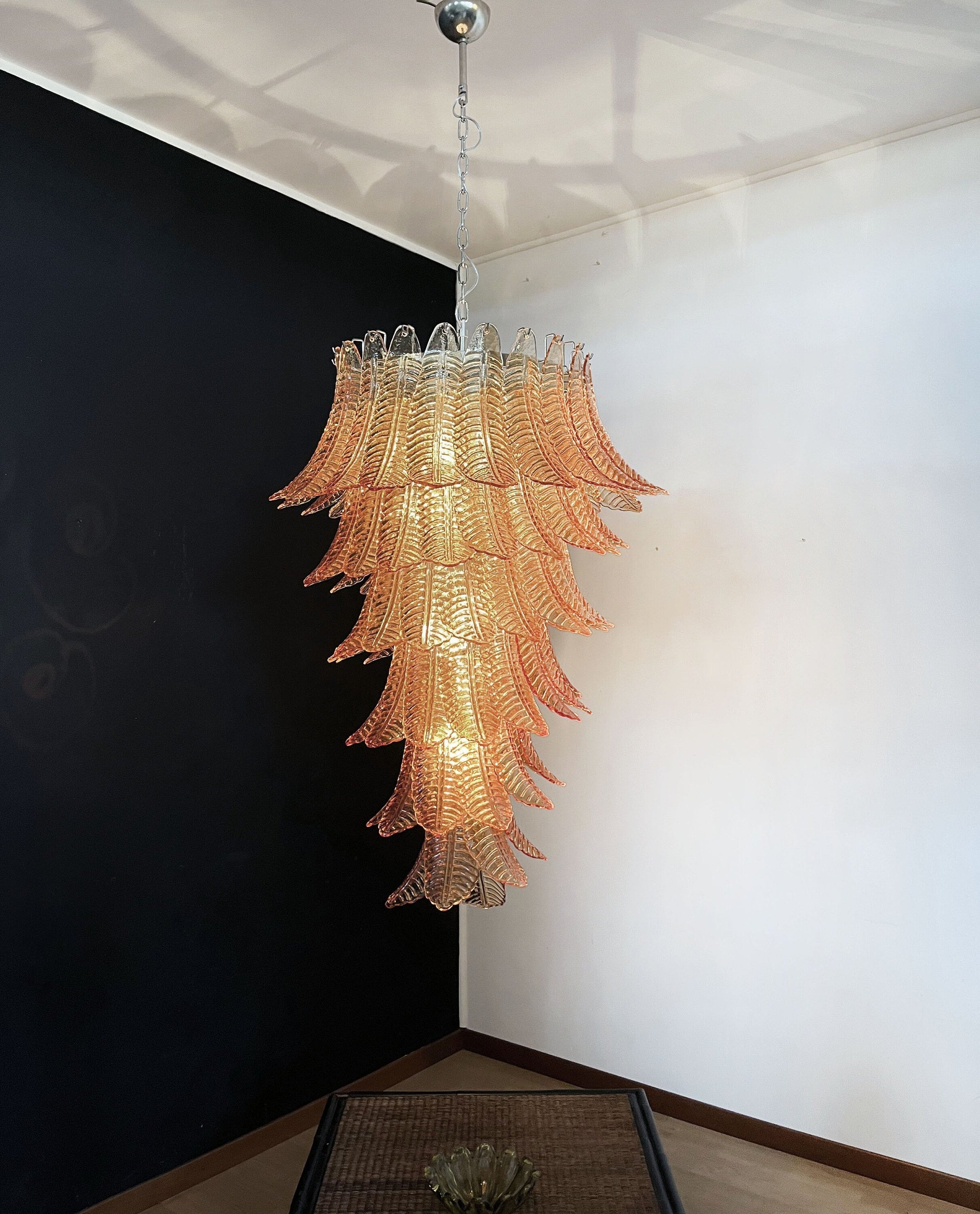 Huge Italian Murano Glass Spiral Chandelier