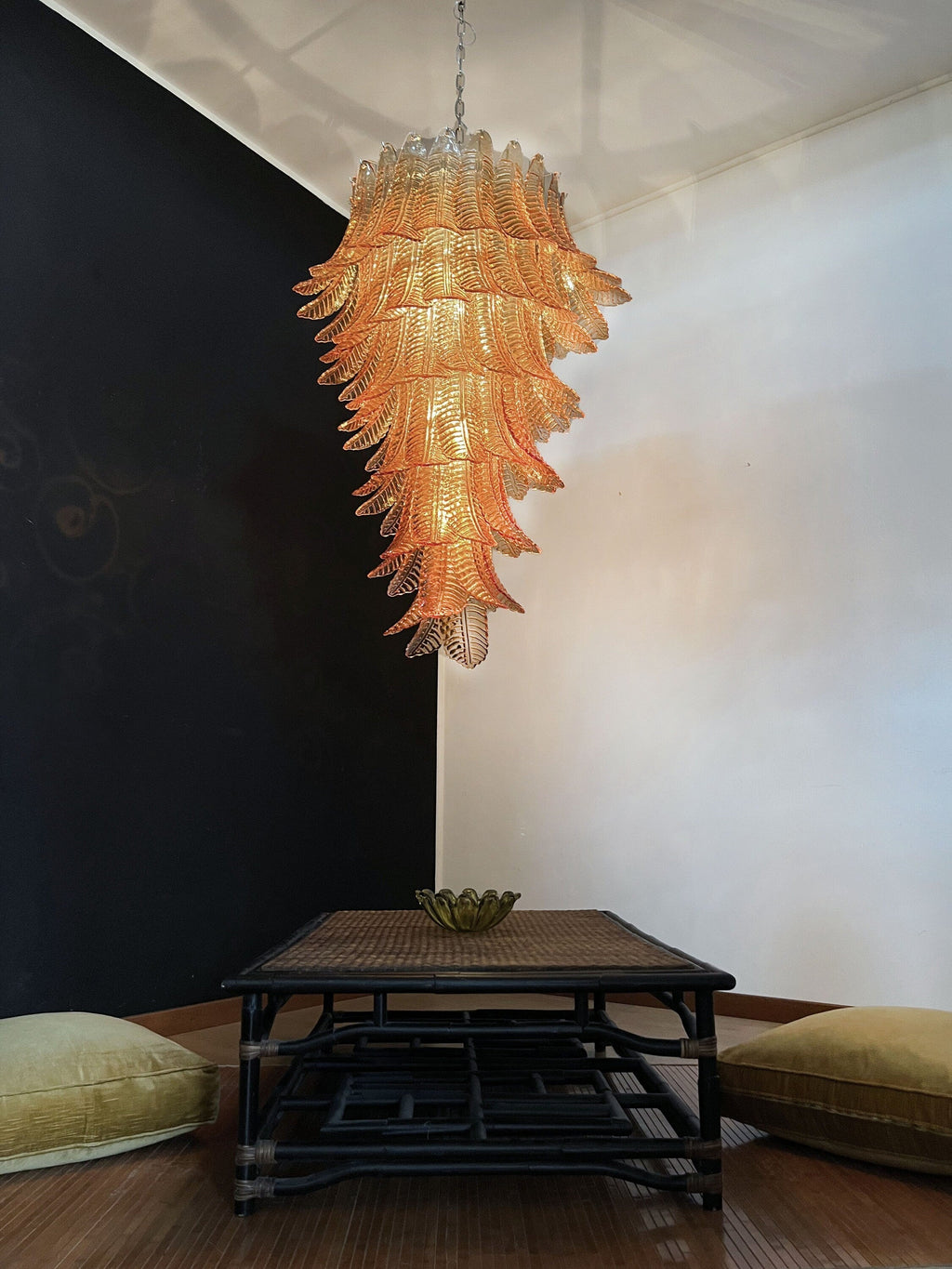 Huge Italian Murano Glass Spiral Chandelier
