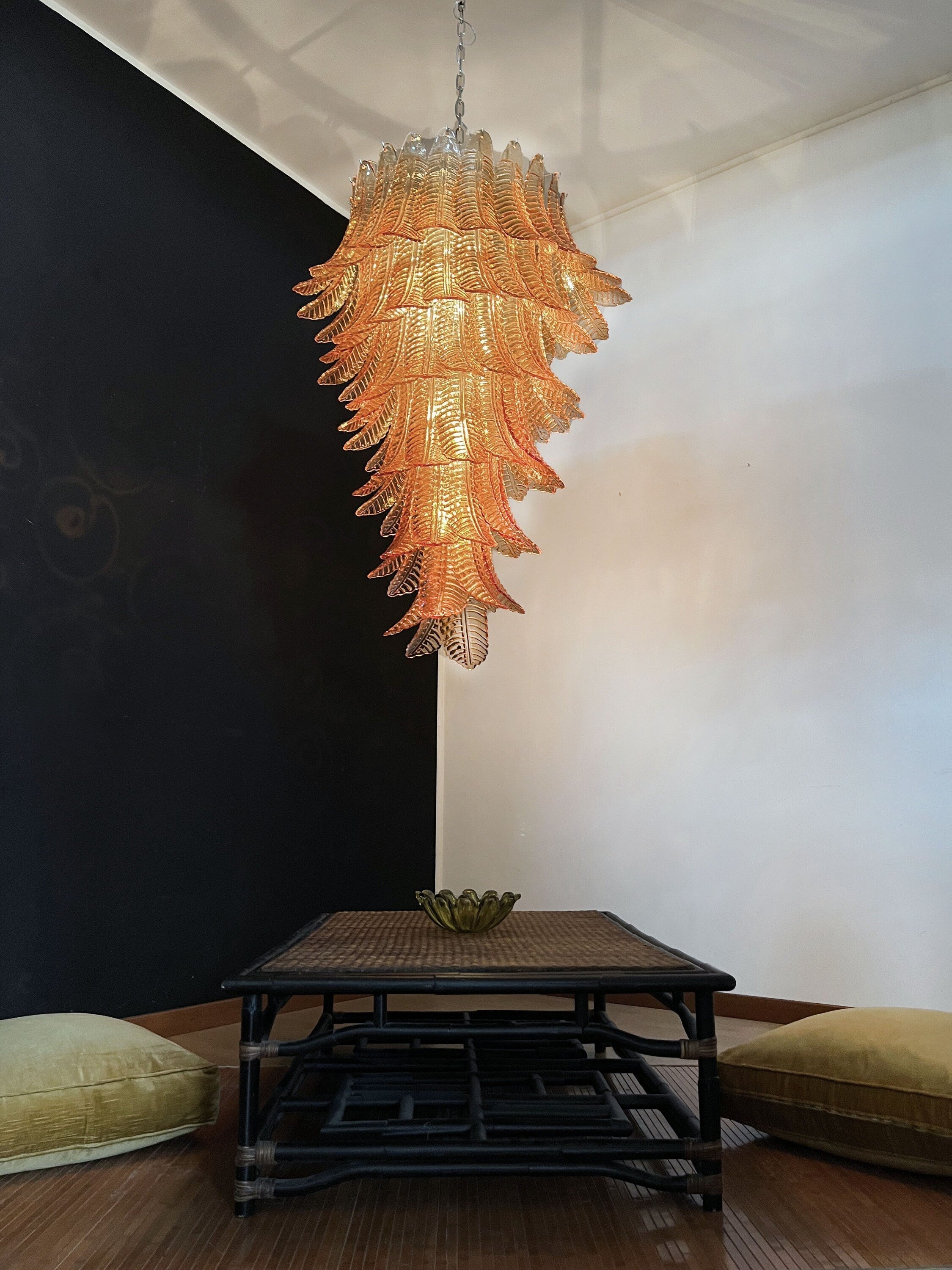 Huge Italian Murano Glass Spiral Chandelier