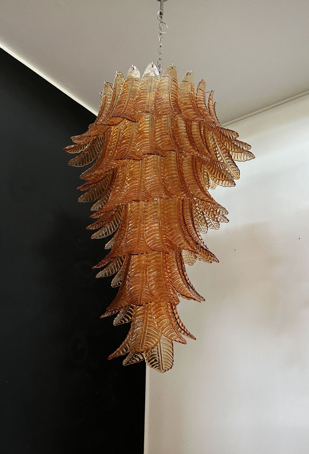 Huge Italian Murano Glass Spiral Chandelier