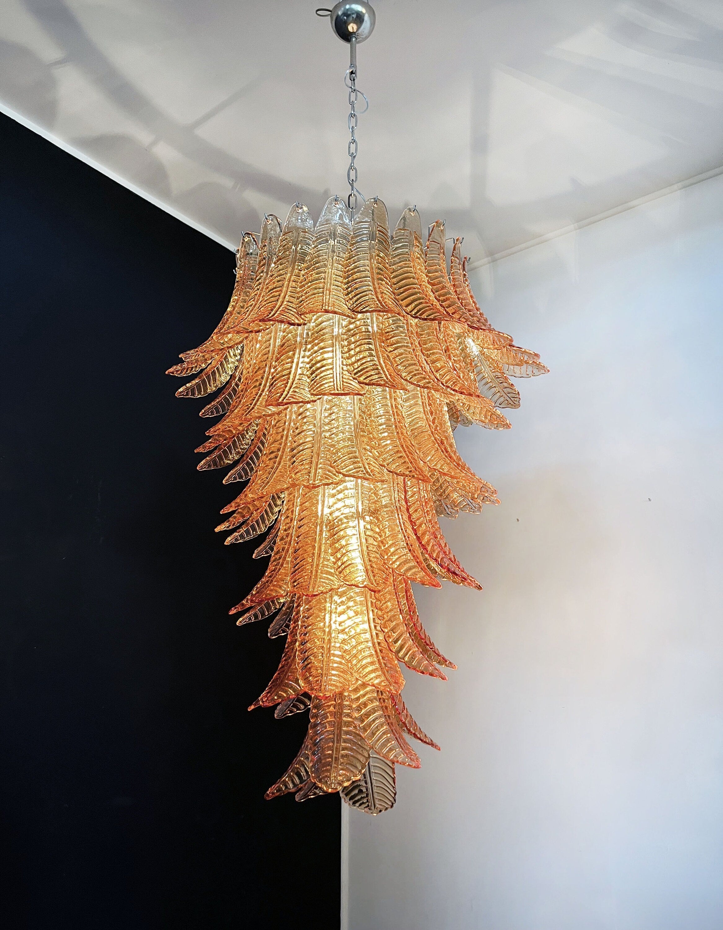 Huge Italian Murano Glass Spiral Chandelier