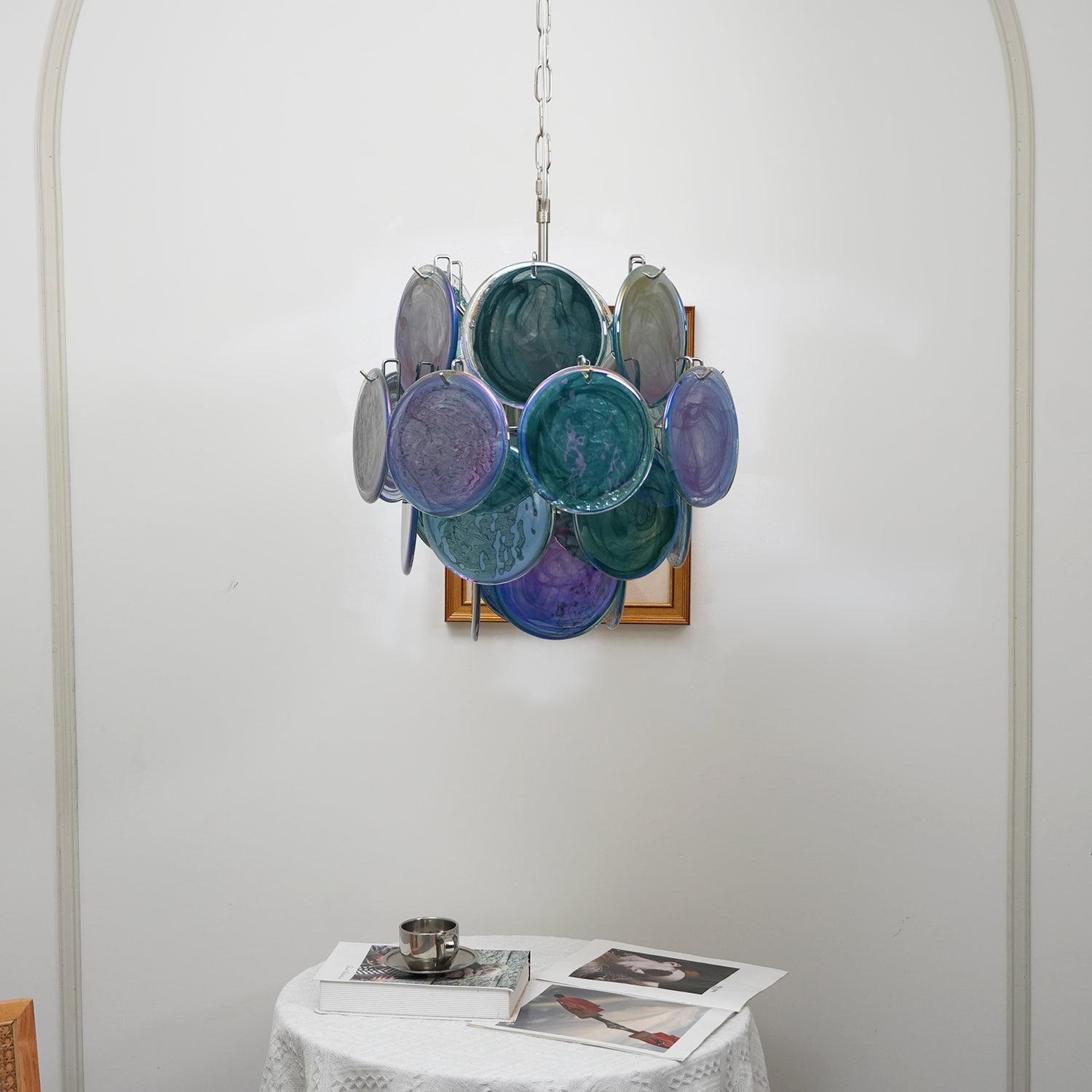 Murano Blue Disc Chandelier 24