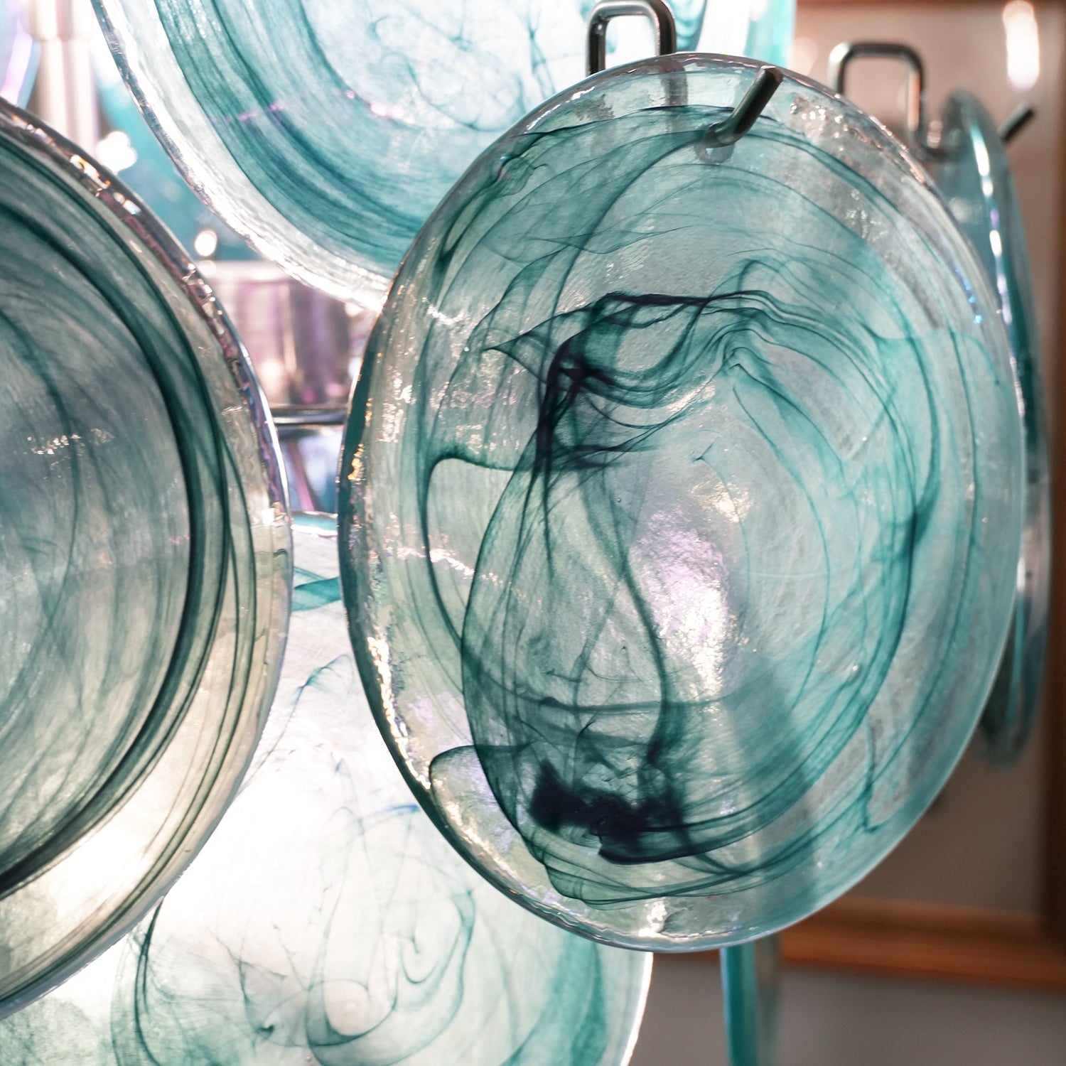 Murano Blue Disc Chandelier 24