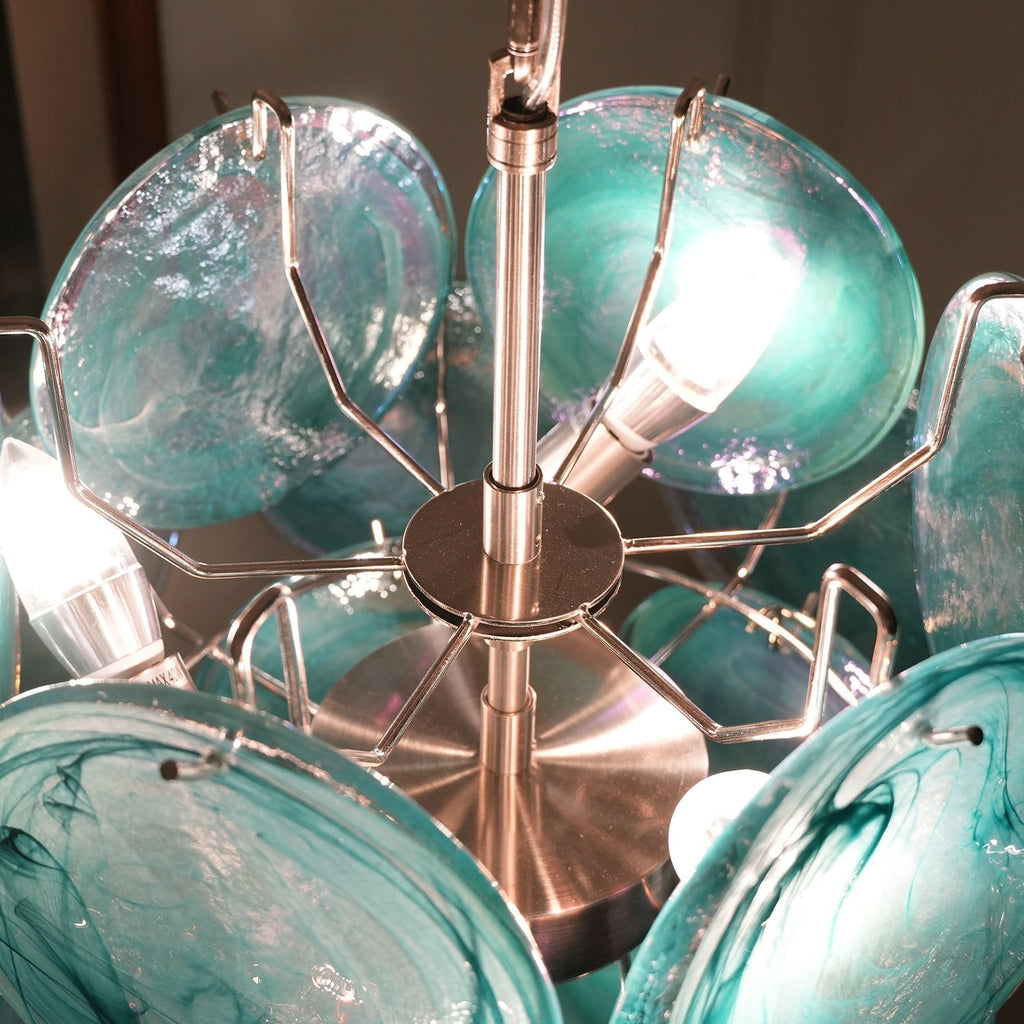 Murano Blue Disc Chandelier 24