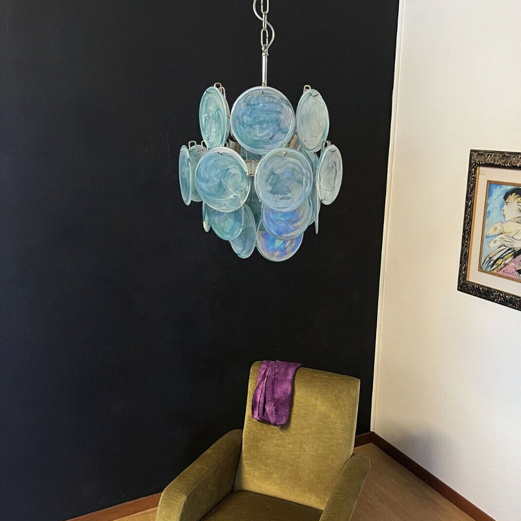 Murano Blue Disc Chandelier 24