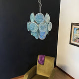 Murano Blue Disc Chandelier 24