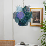 Murano Blue Disc Chandelier 24