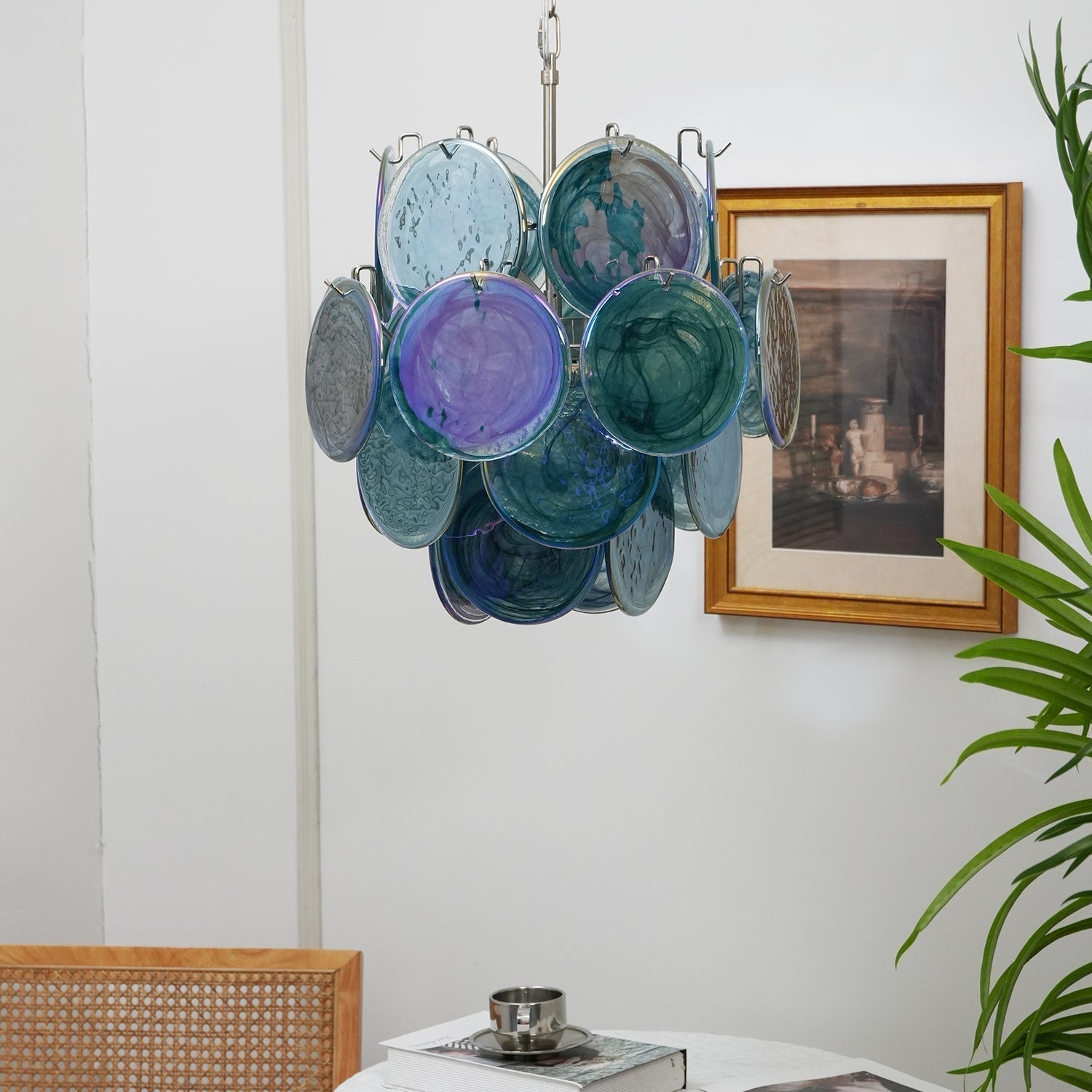 Murano Blue Disc Chandelier 24