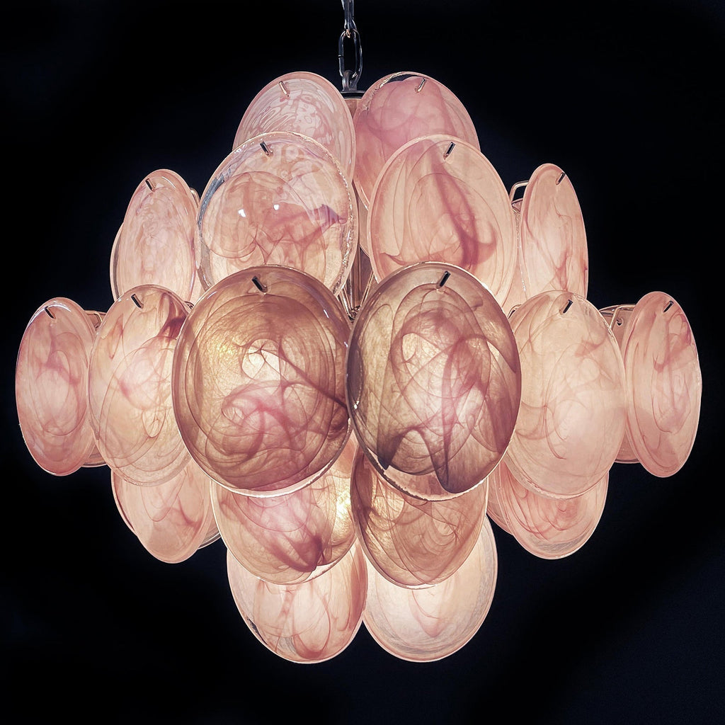 Murano Pink Disc Chandelier 36