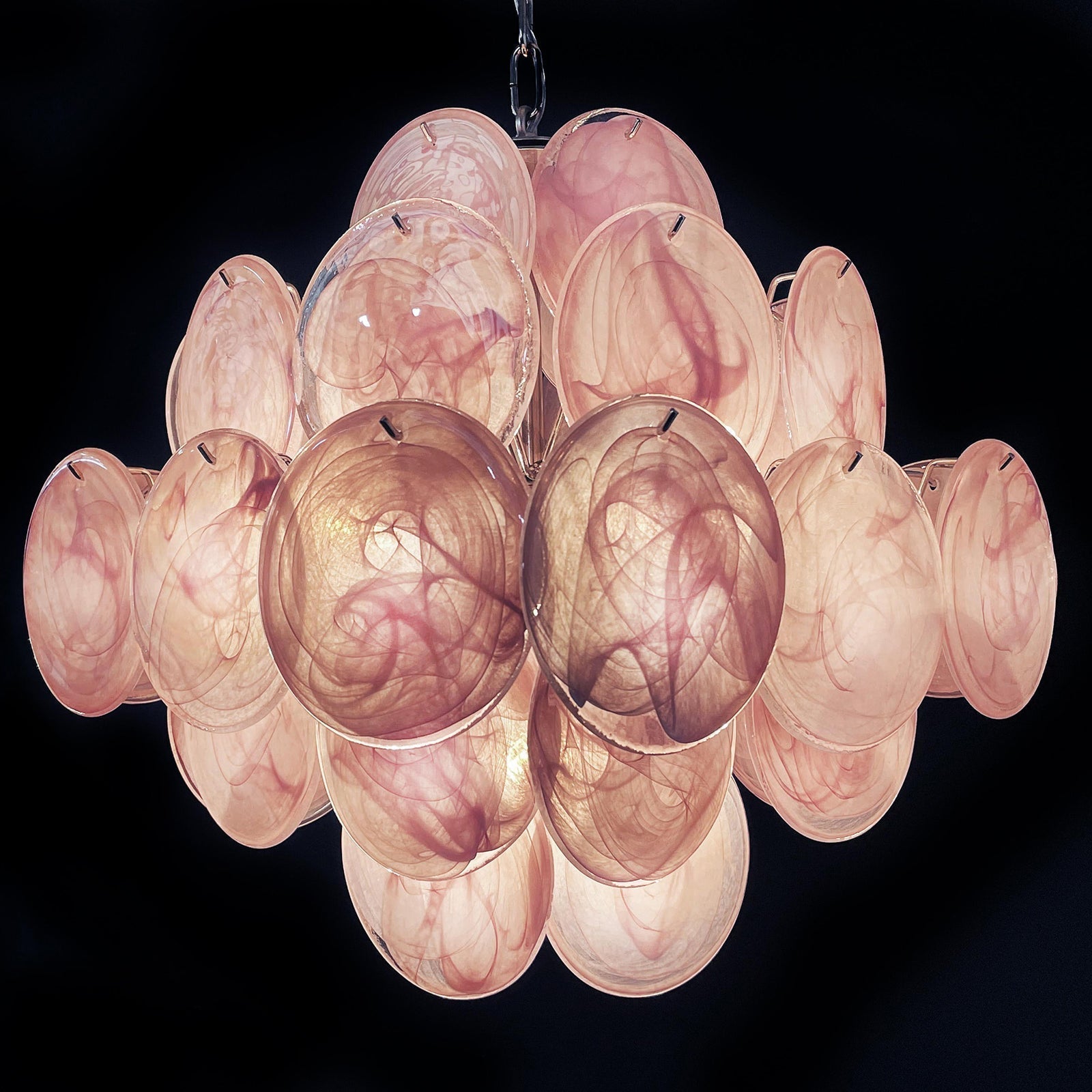 Murano Pink Disc Chandelier 36