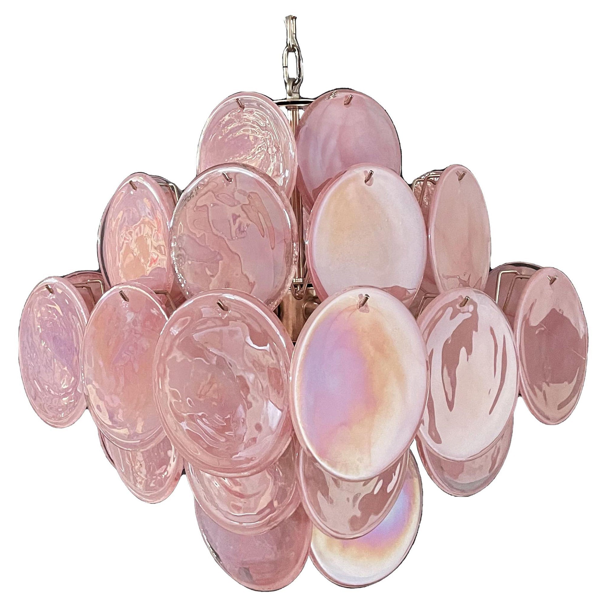 Murano Pink Disc Chandelier 36